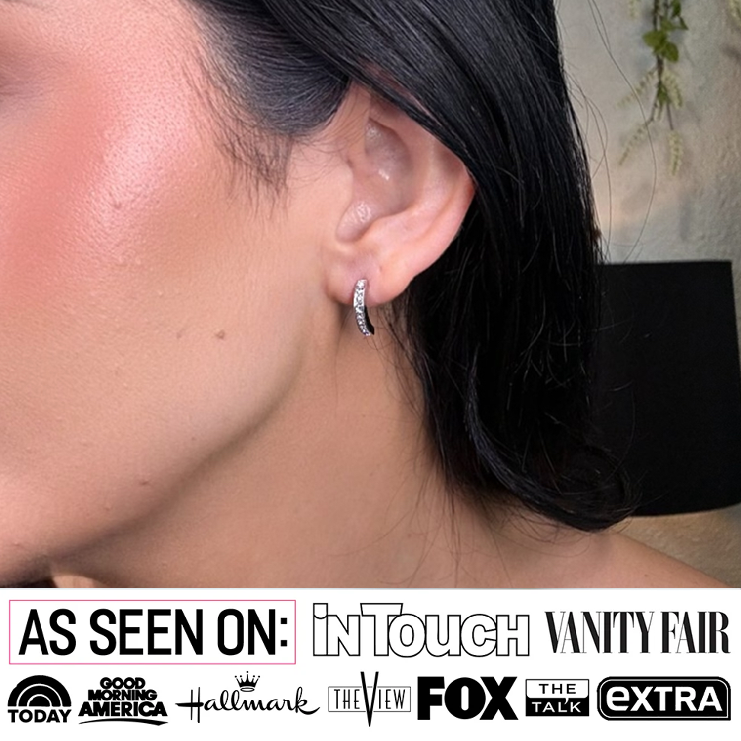 Erin 18k White Gold Plated Half Hoop Earrings with Swarovski Crystals