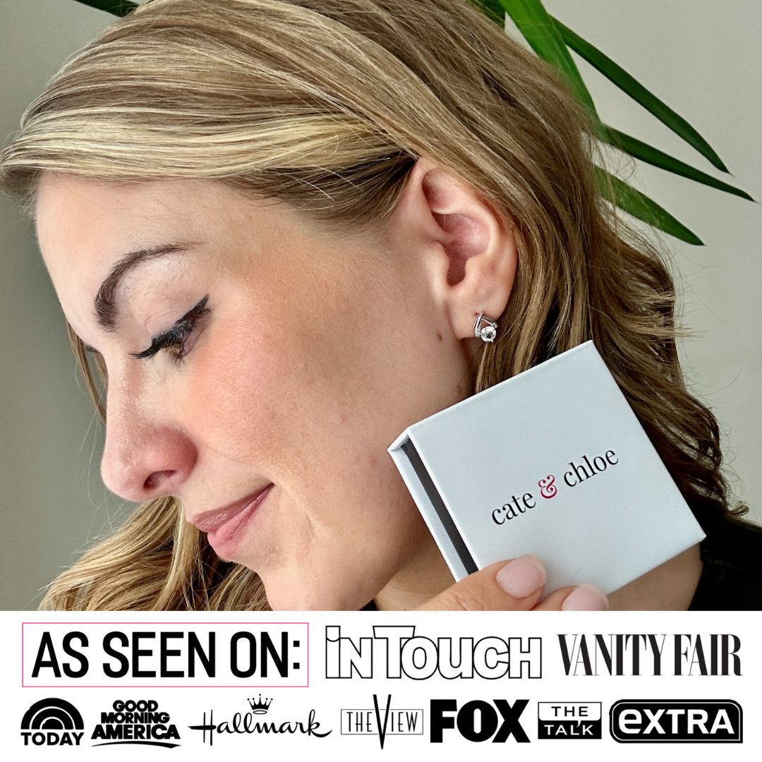 Eloise 18k White Gold Plated Stud Earrings with Solitaire Round Cut Swarovski Crystal