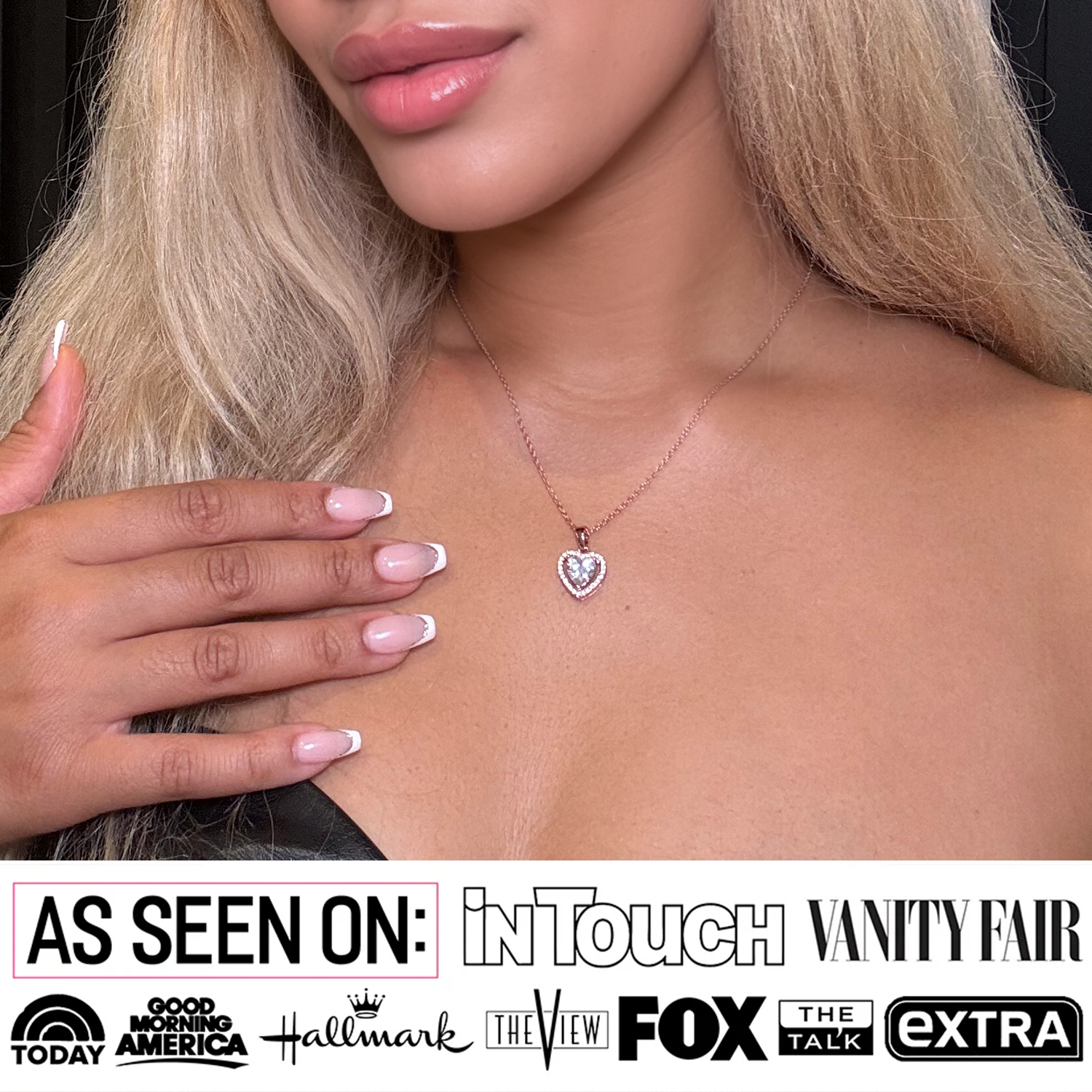 Amora 18k White Gold Plated Halo Heart Pendant Necklace with Simulated Diamond Crystals