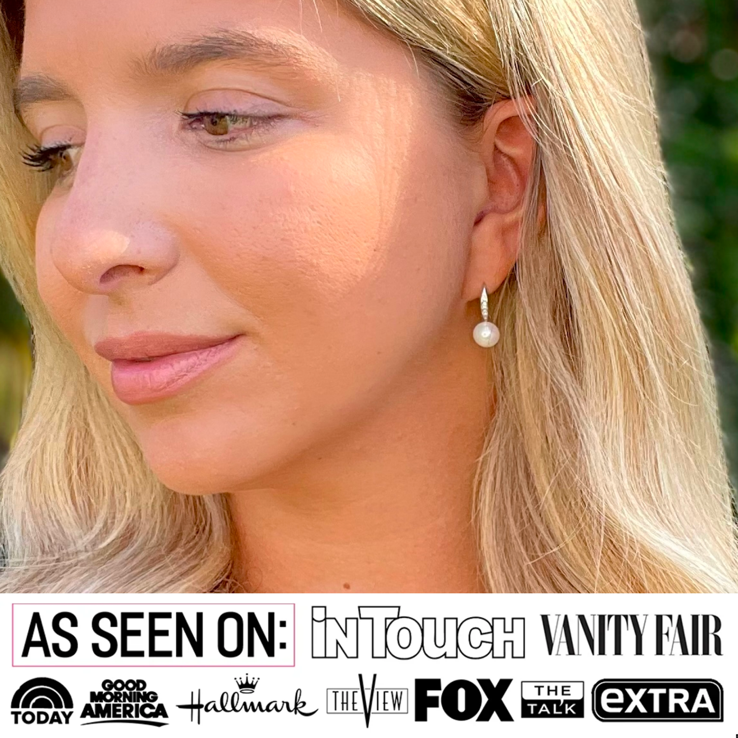 Ann 18k White Gold Freshwater Pearl Drop Earrings with Swarovski Crystals