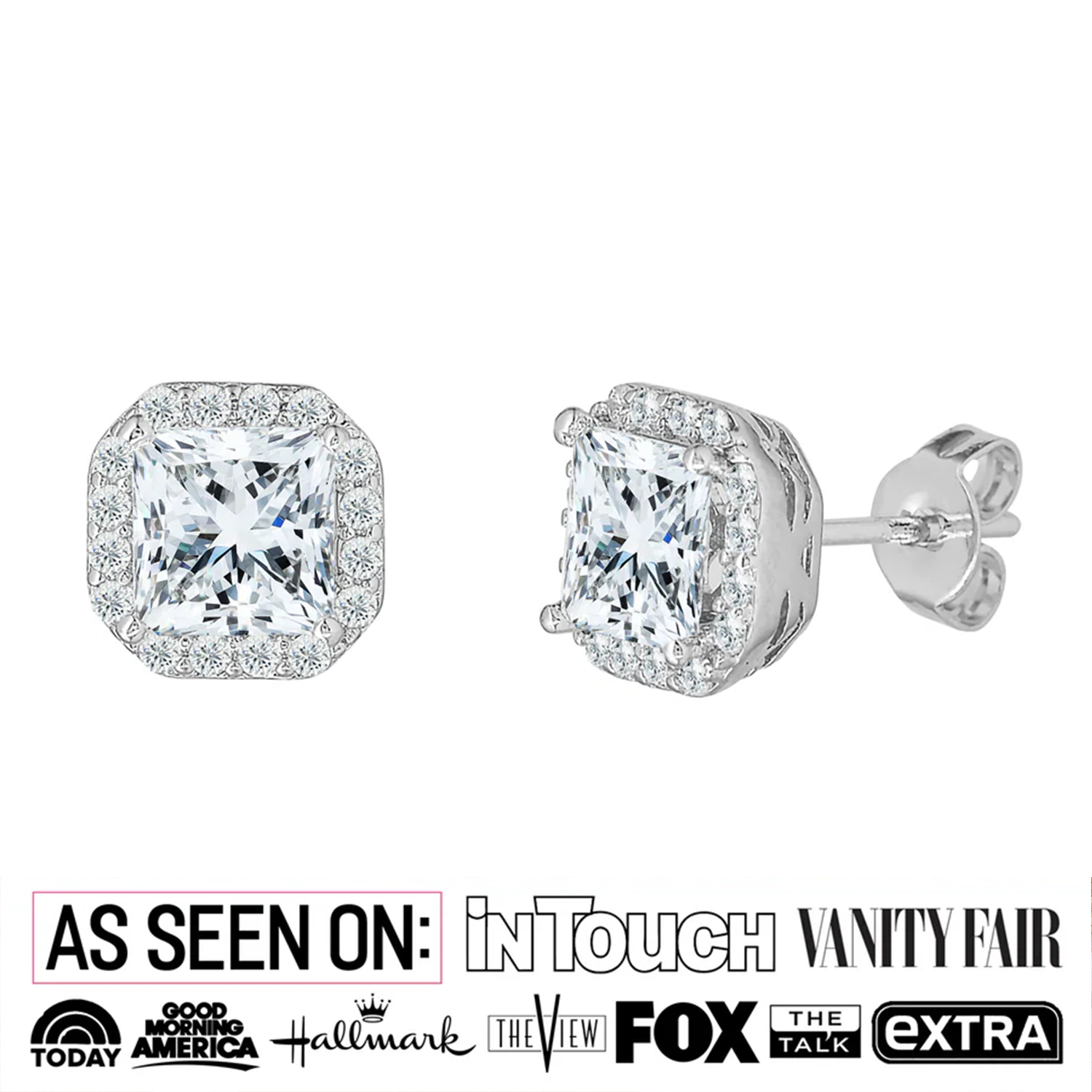 Estelle 18k White Gold Plated Halo Stud Earrings with Simulated Diamond Crystals