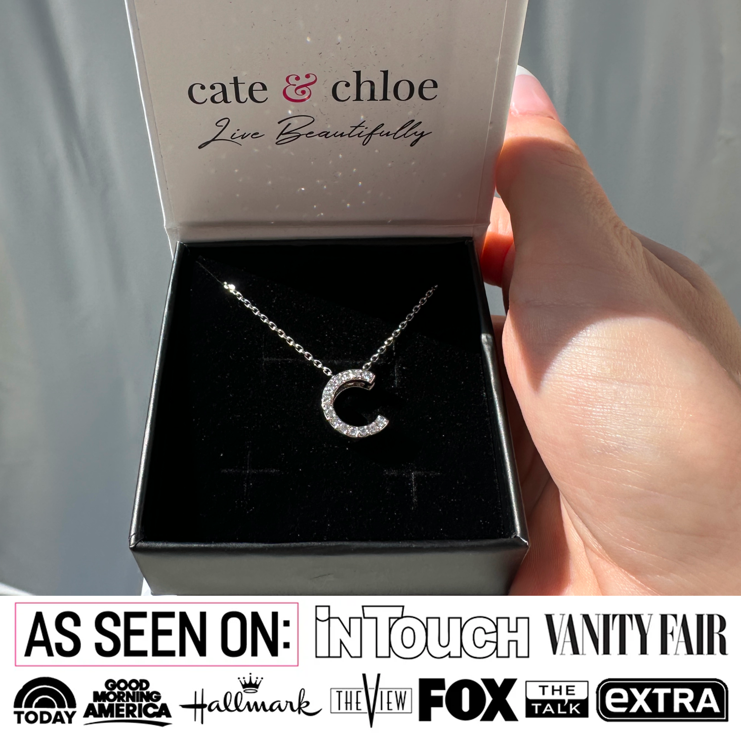 Ethereal Collection 18k White Gold Plated Initial Letter Pendant Necklace with Swarovski Crystals