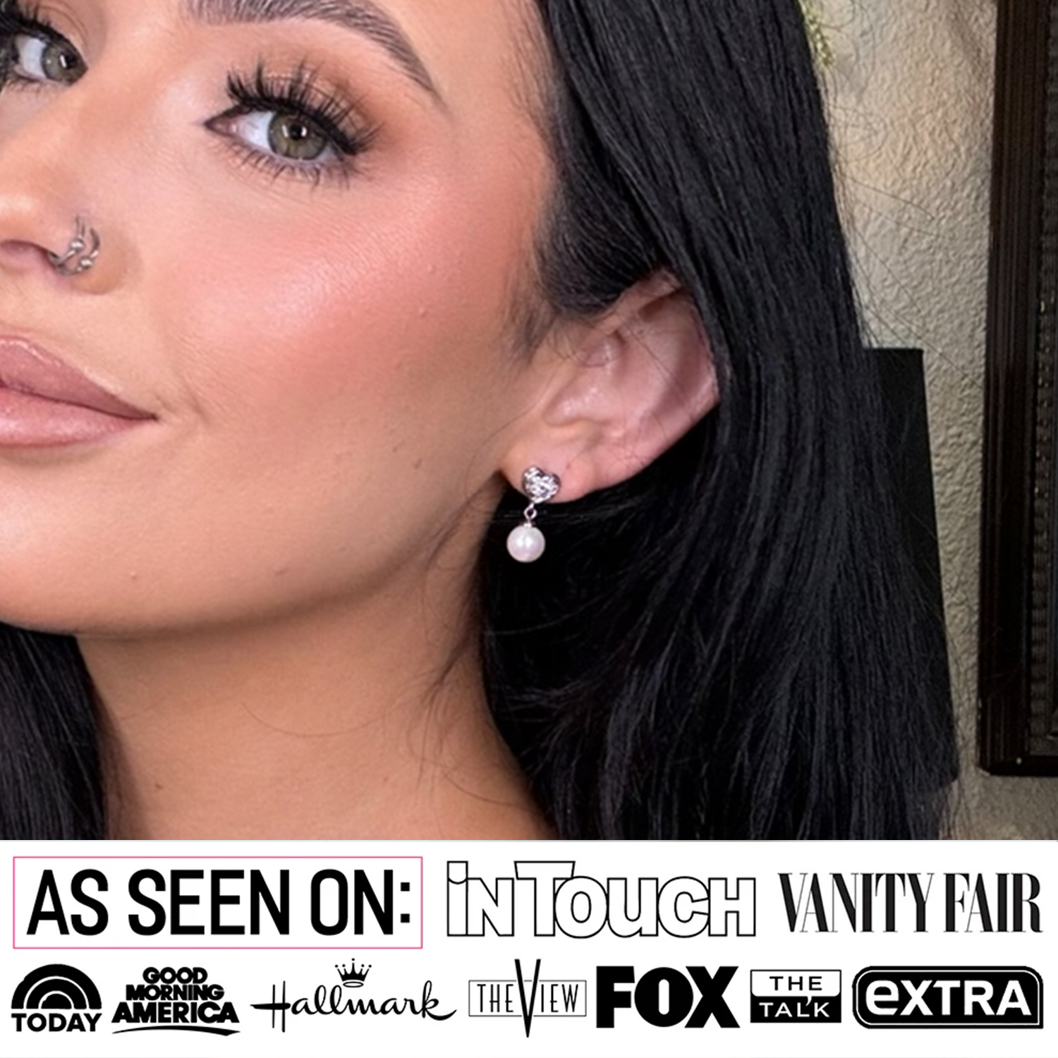 Kenley 18k White Gold Plated Heart Drop Earrings with Pearls and Swarovski Crystals