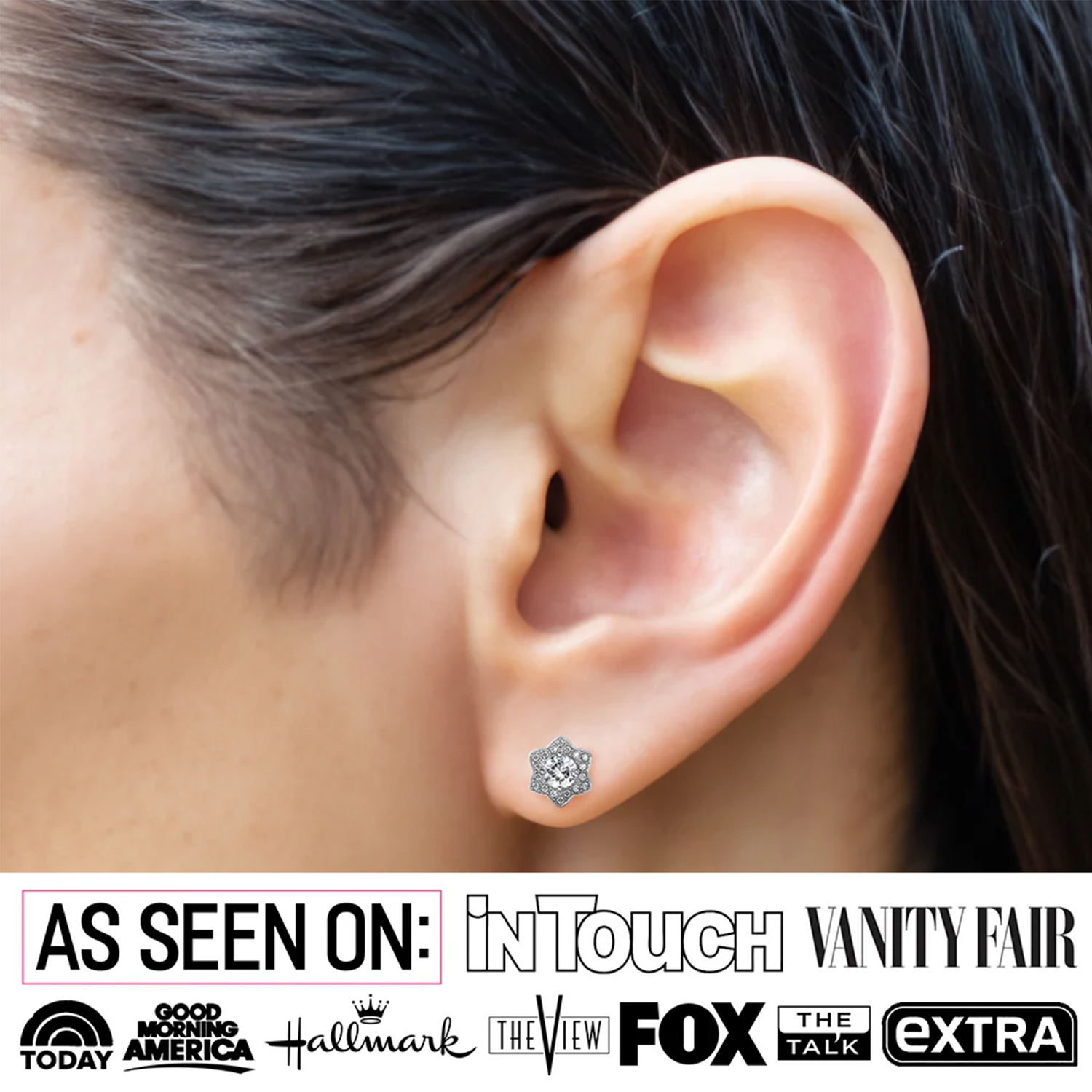 Poppy 18k White Gold Plated Stud Earrings with Simulated Diamond Crystals