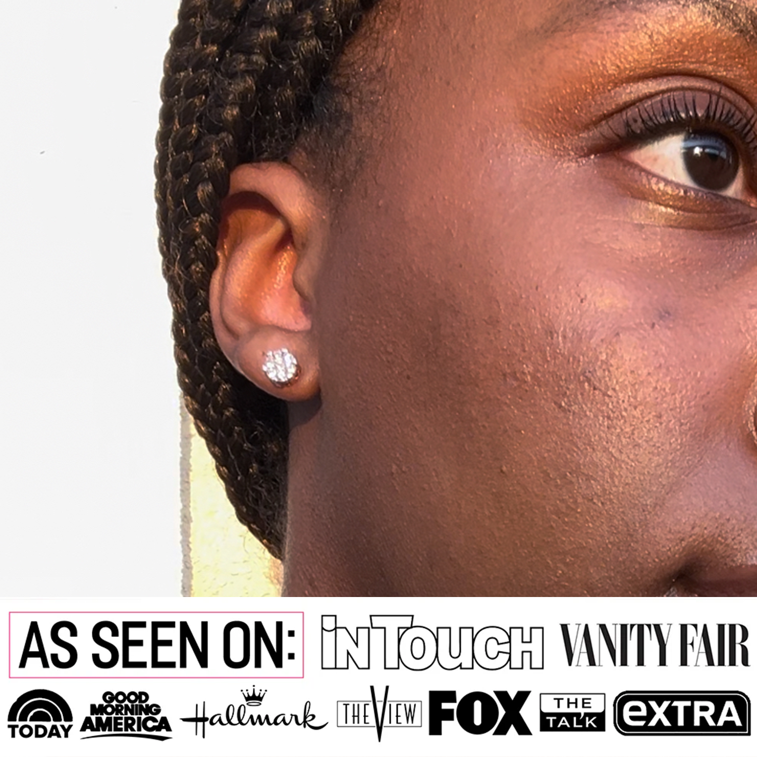 Remy 18k White Gold Plated Stud Earrings with Heart Accents and Swarovski Crystals