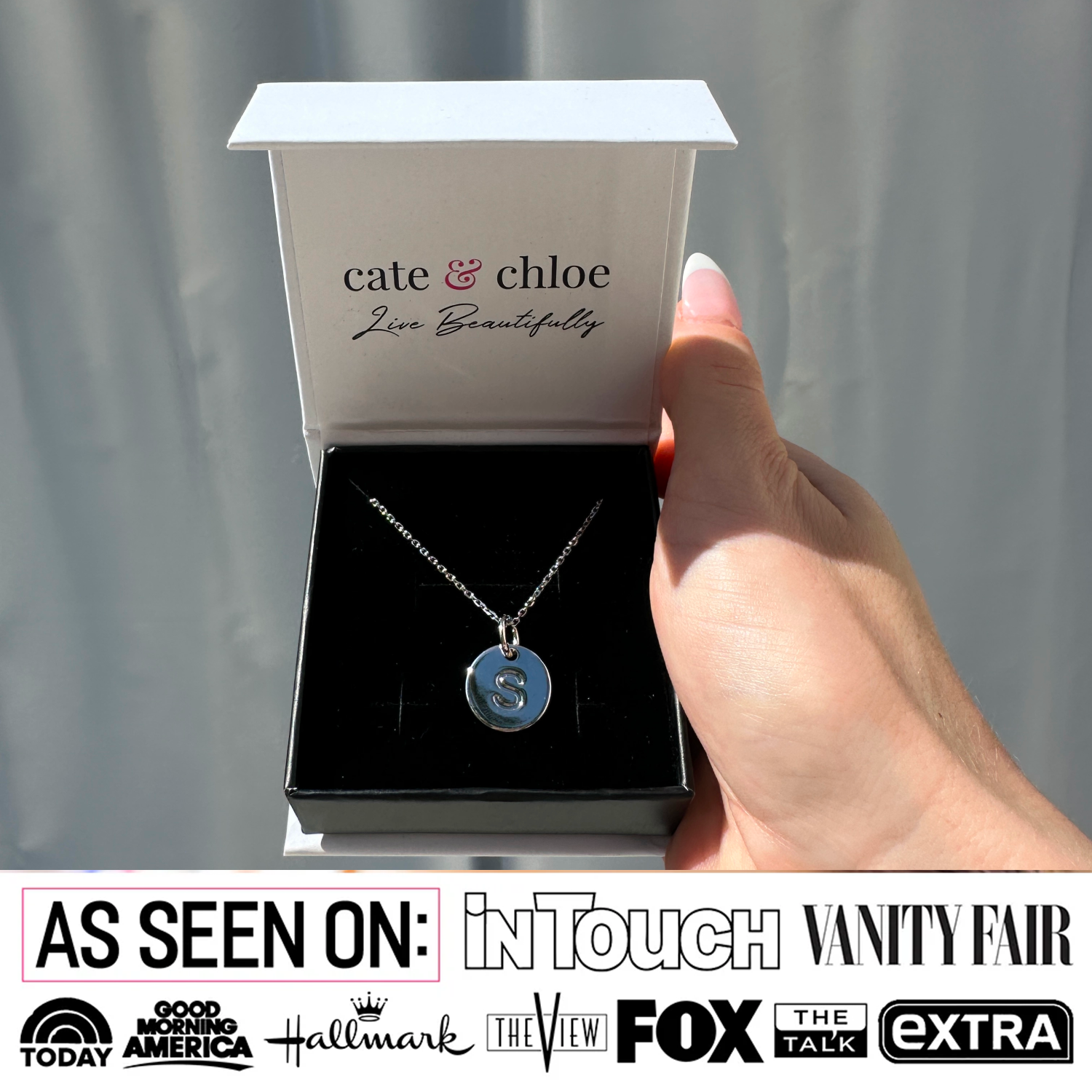 Summer Collection 18k White Gold Plated Engraved Initial Letter Pendant Necklace