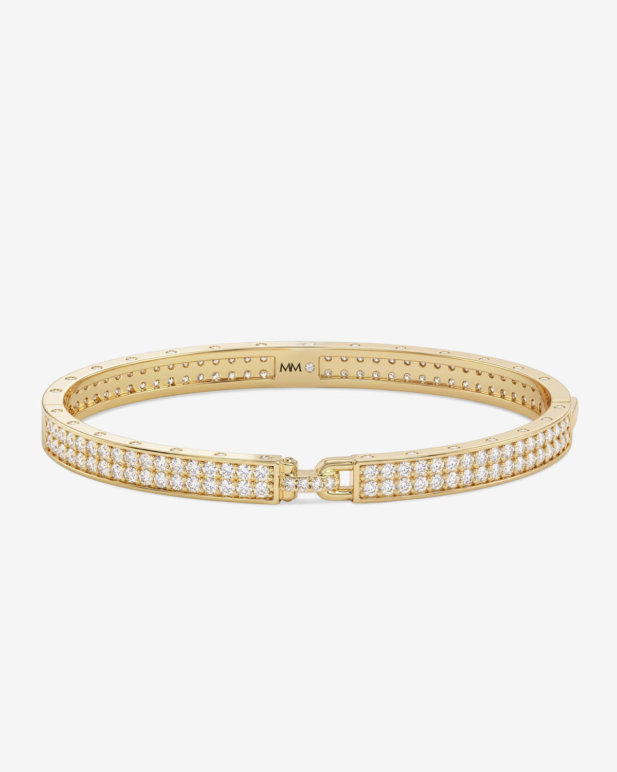 Ashley Malibu Lock Cuff 6mm - Gold|White Diamondettes