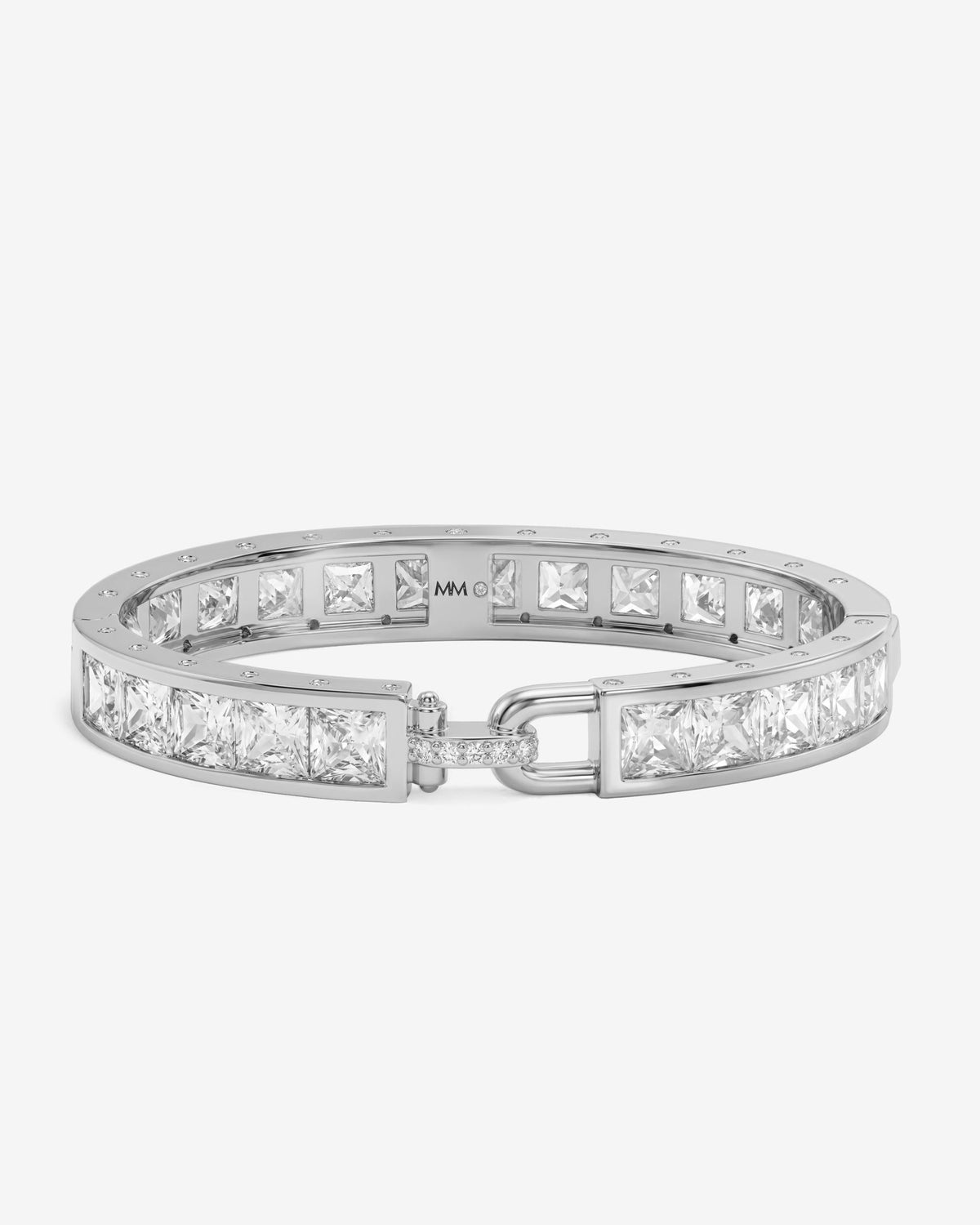 Ashley Melrose Lock Cuff 9mm - Silver|White Diamondettes