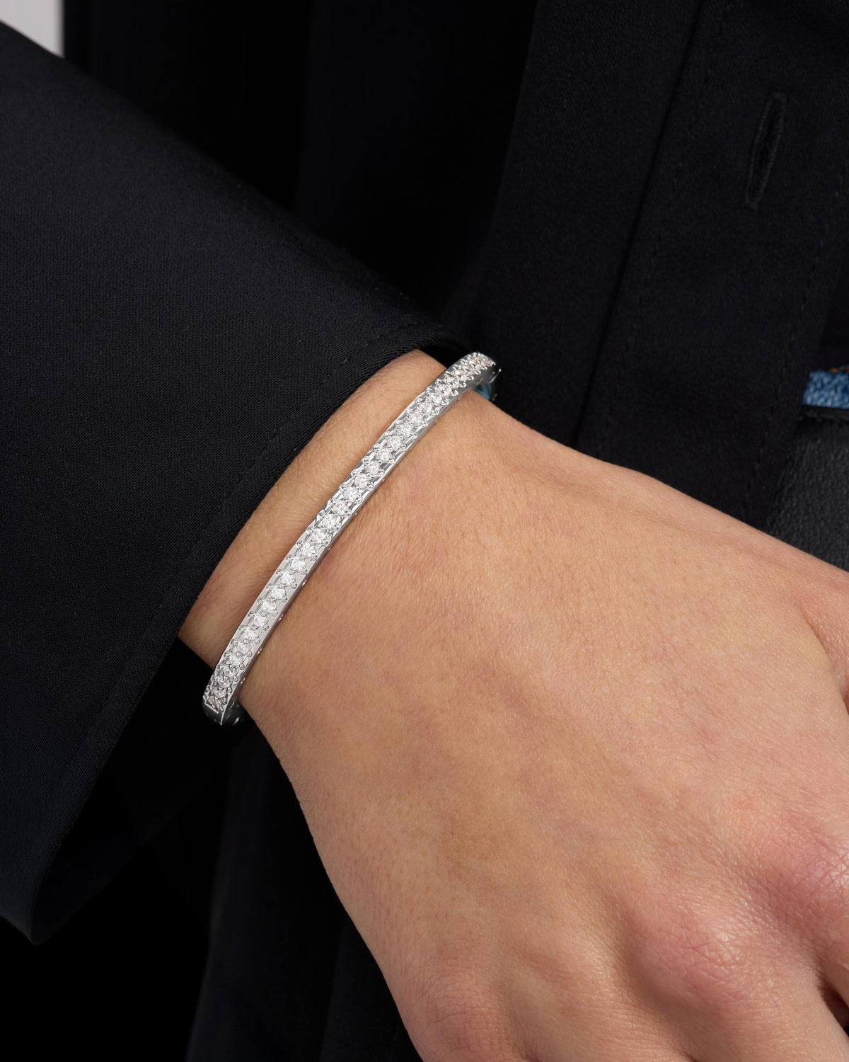 Ashley Pavé Cuff 4mm - Silver|White Diamondettes