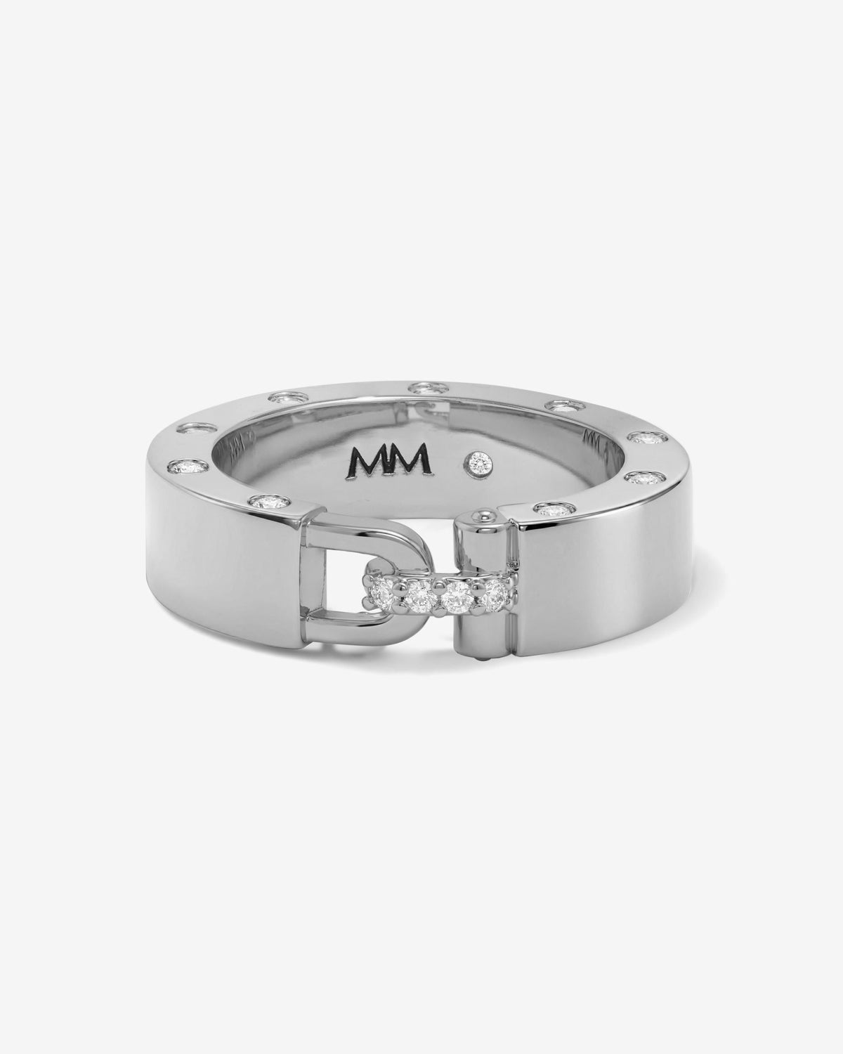 Ashley Smooth Lock Ring - Silver|White Diamondettes