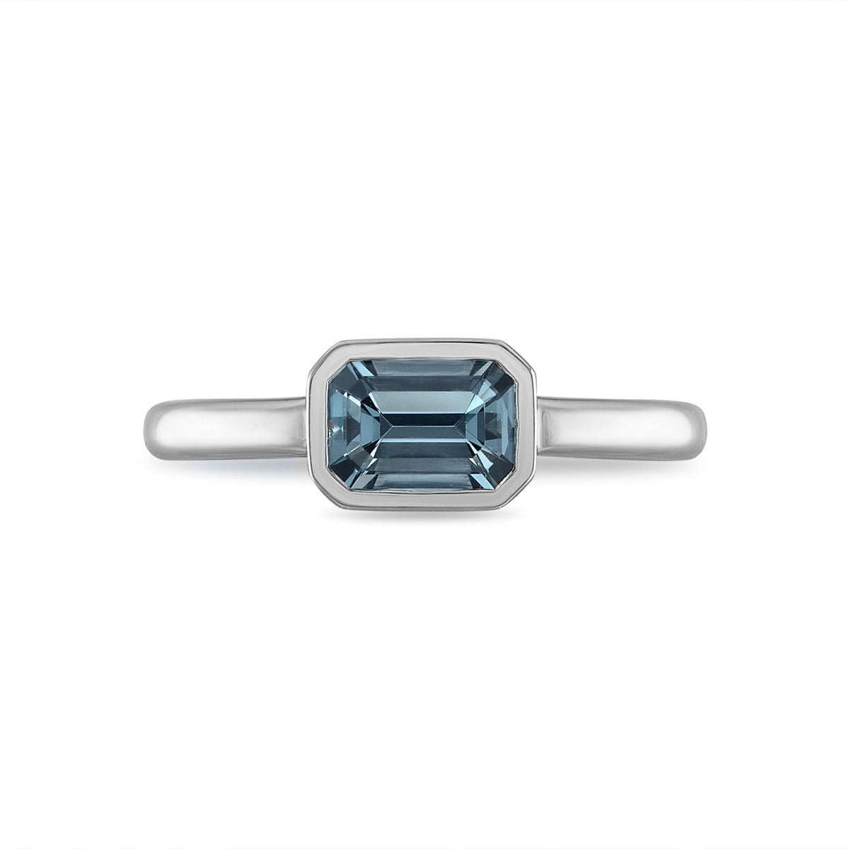 White Gold Gray Spinel Solitaire Ring