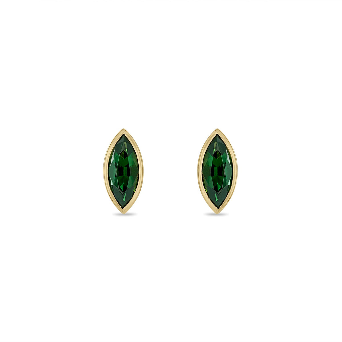 Gold Chrome Tourmaline Stud Earrings