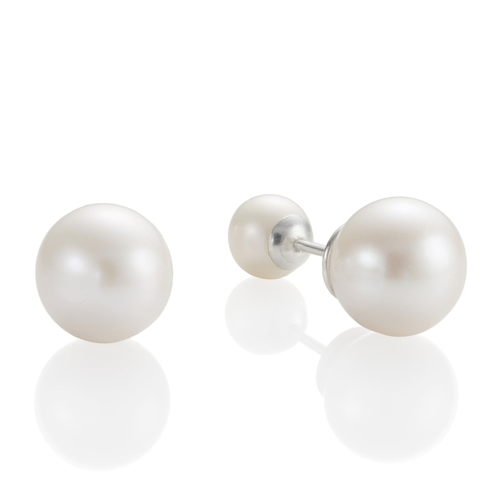 Double Pearl Silver Earrings