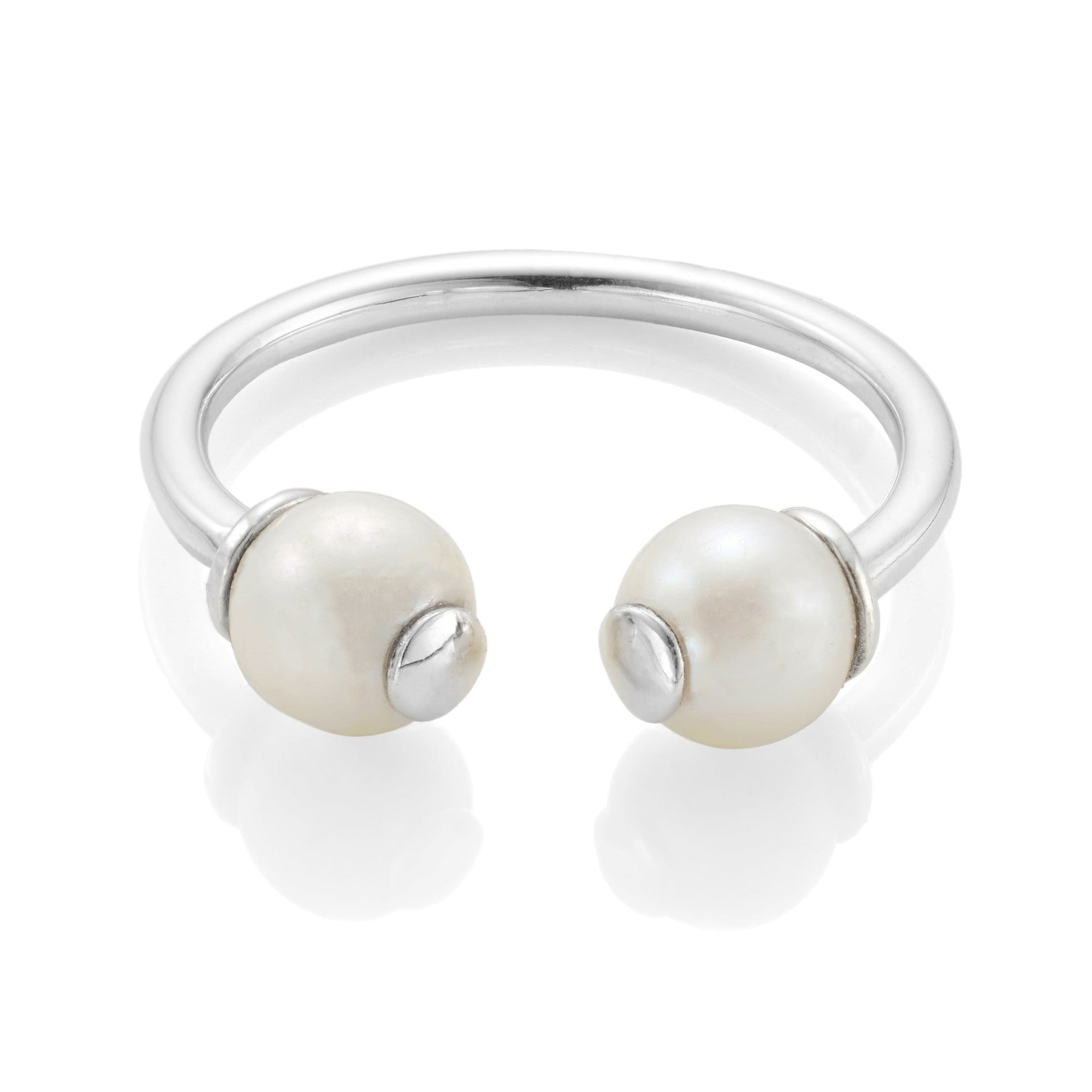 Double Pearl Silver Ring