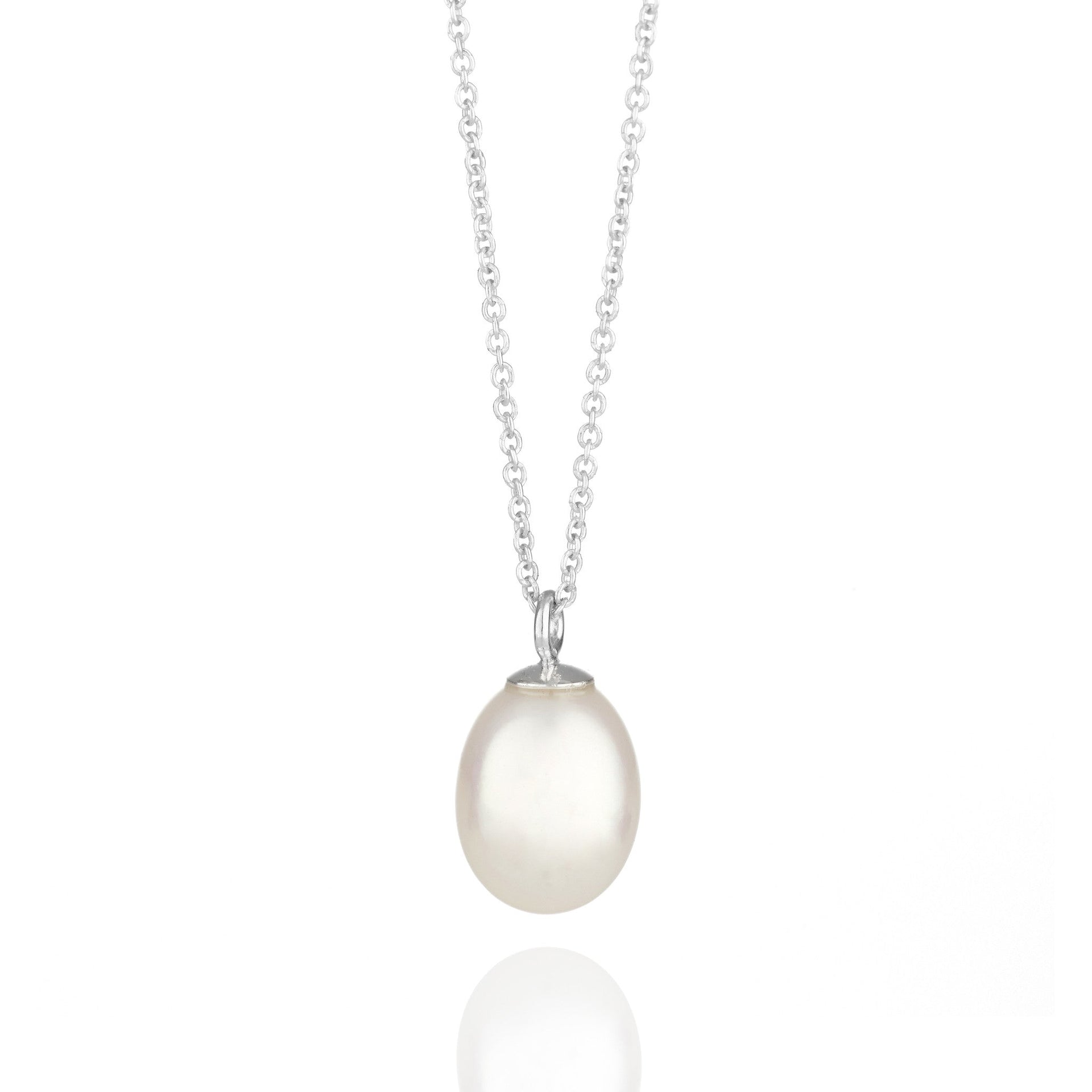 Pearl Drop Silver Necklace