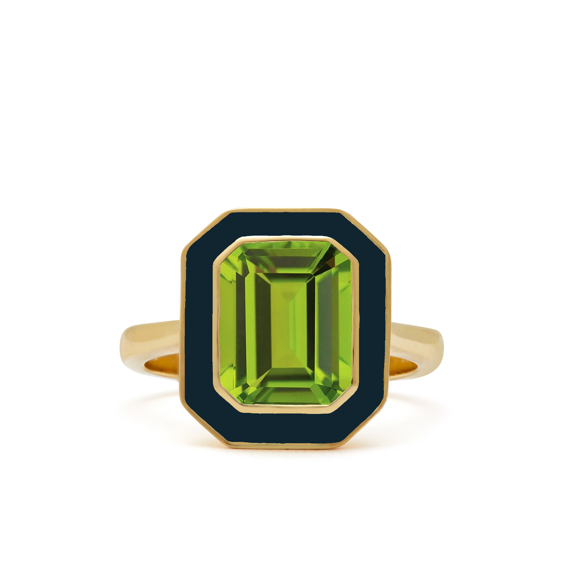 Peridot and Navy Enamel Cocktail Ring