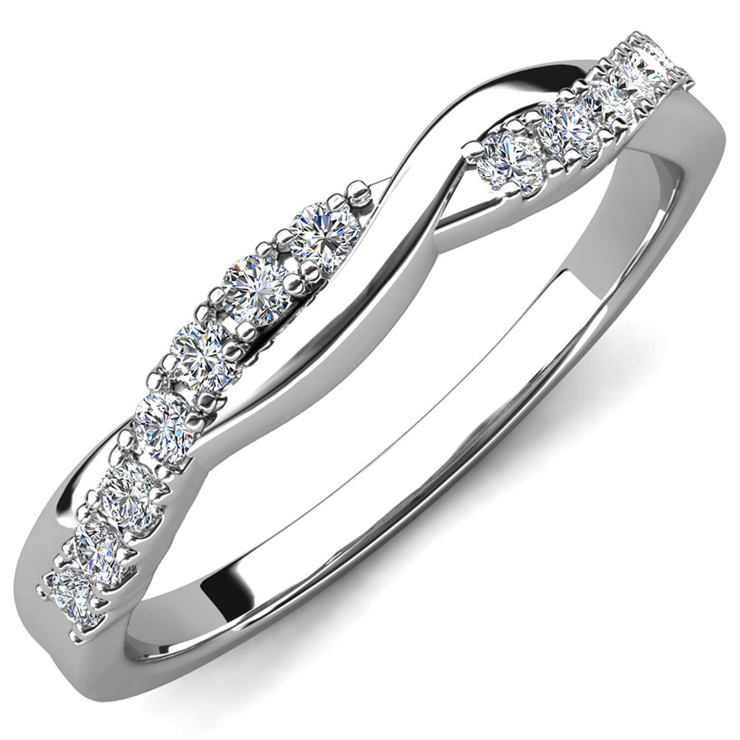 Moissanite by Cate & Chloe Avery 0.21tcw Round Cut 925 Sterling Silver 18K White Gold Plated Wedding Band