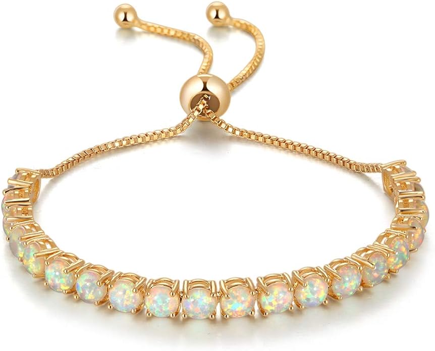 18K Rose Gold White Opal Adjustable Bracelet