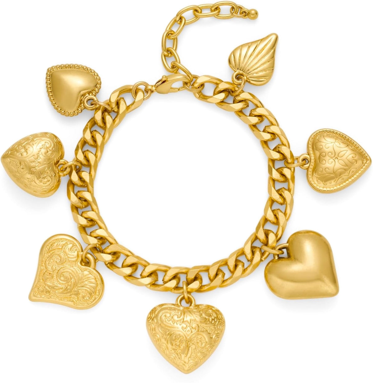18k Gold Plated Multi Heart Charm Bracelet