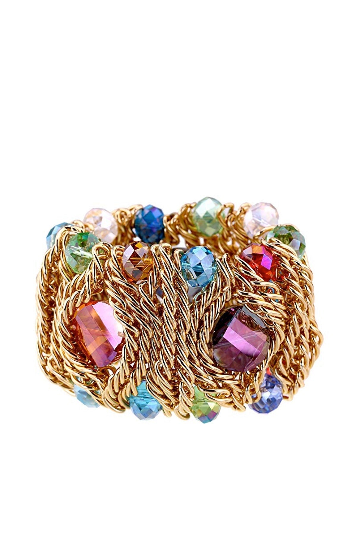 18K Gold Multi Color Statement Bracelet
