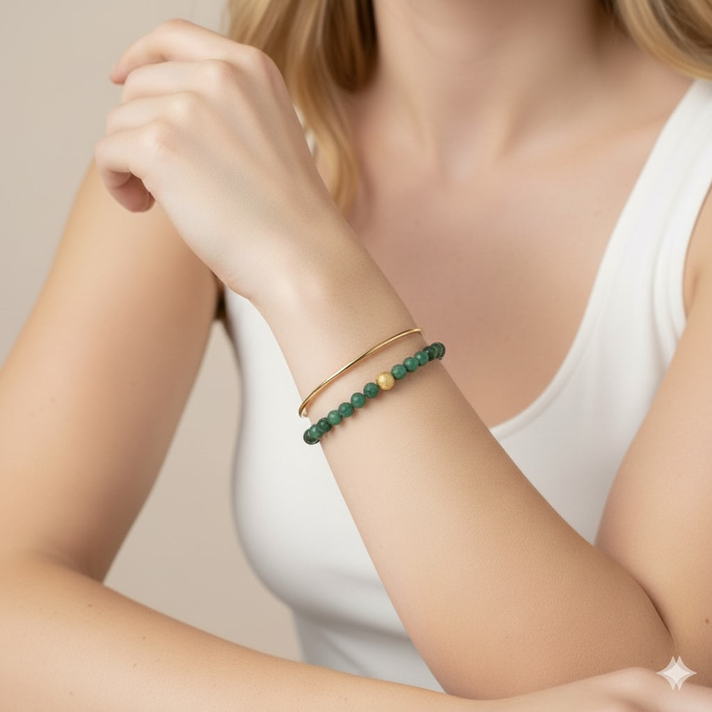 18K Matte Gold Jade Bracelet