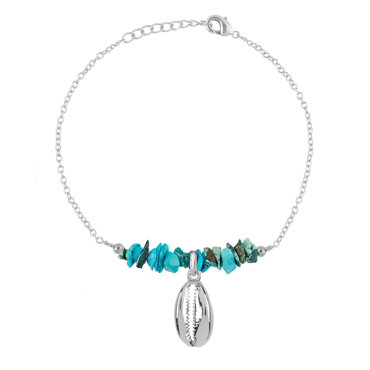 18K White Gold Turquoise Beach Charm Bracelet