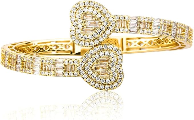 18K Gold Embellished Love Cuff Bangle