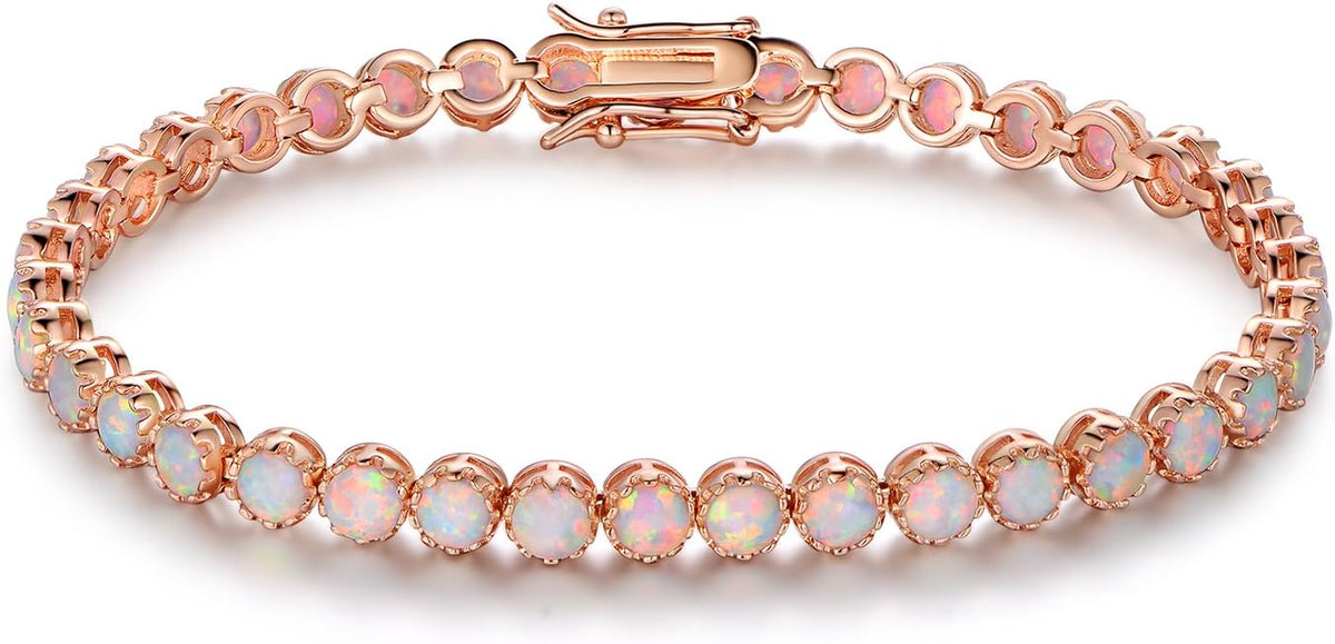 18K Rose Gold Opal Tennis Bracelet