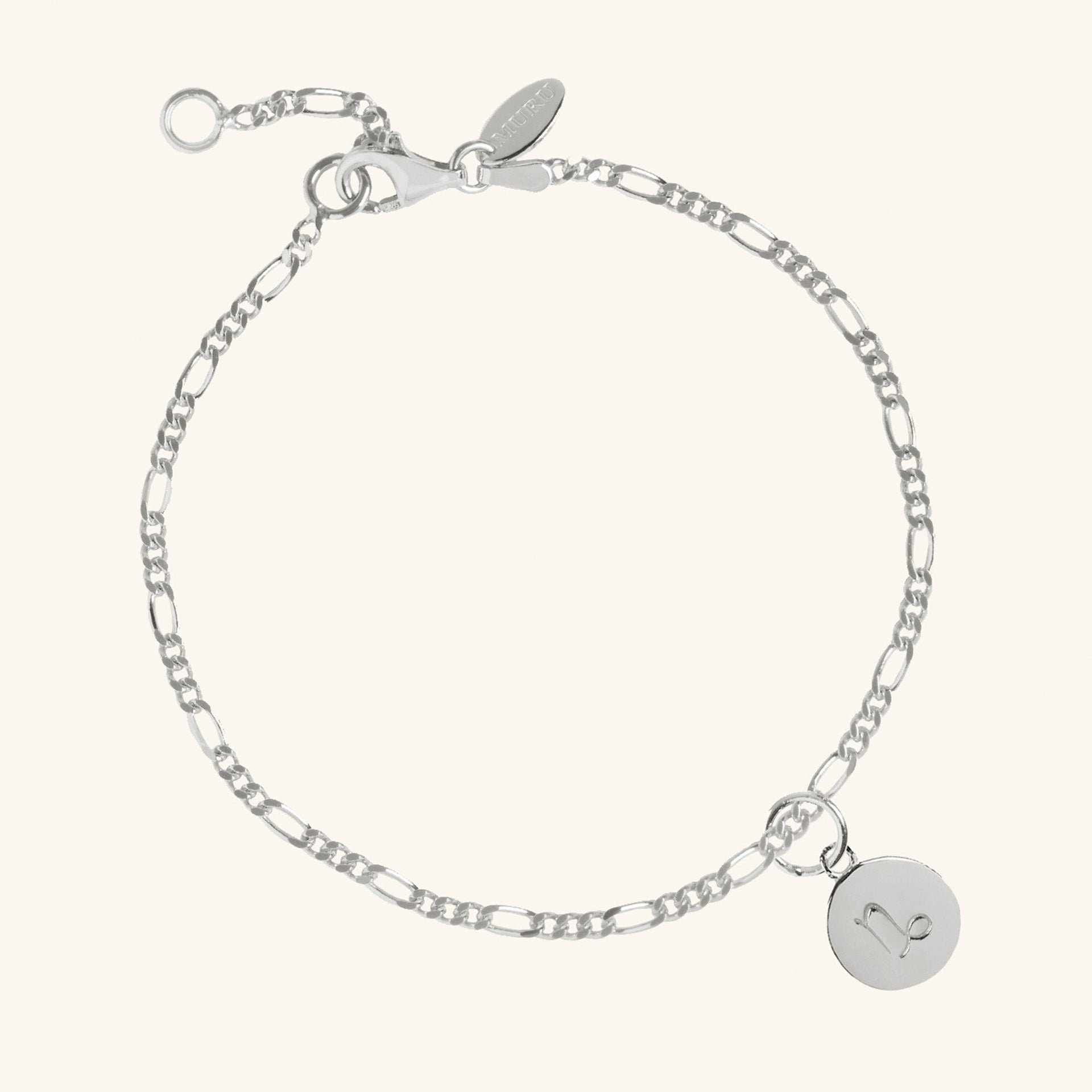 Zodiac Sign Figaro Chain Bracelet Silver