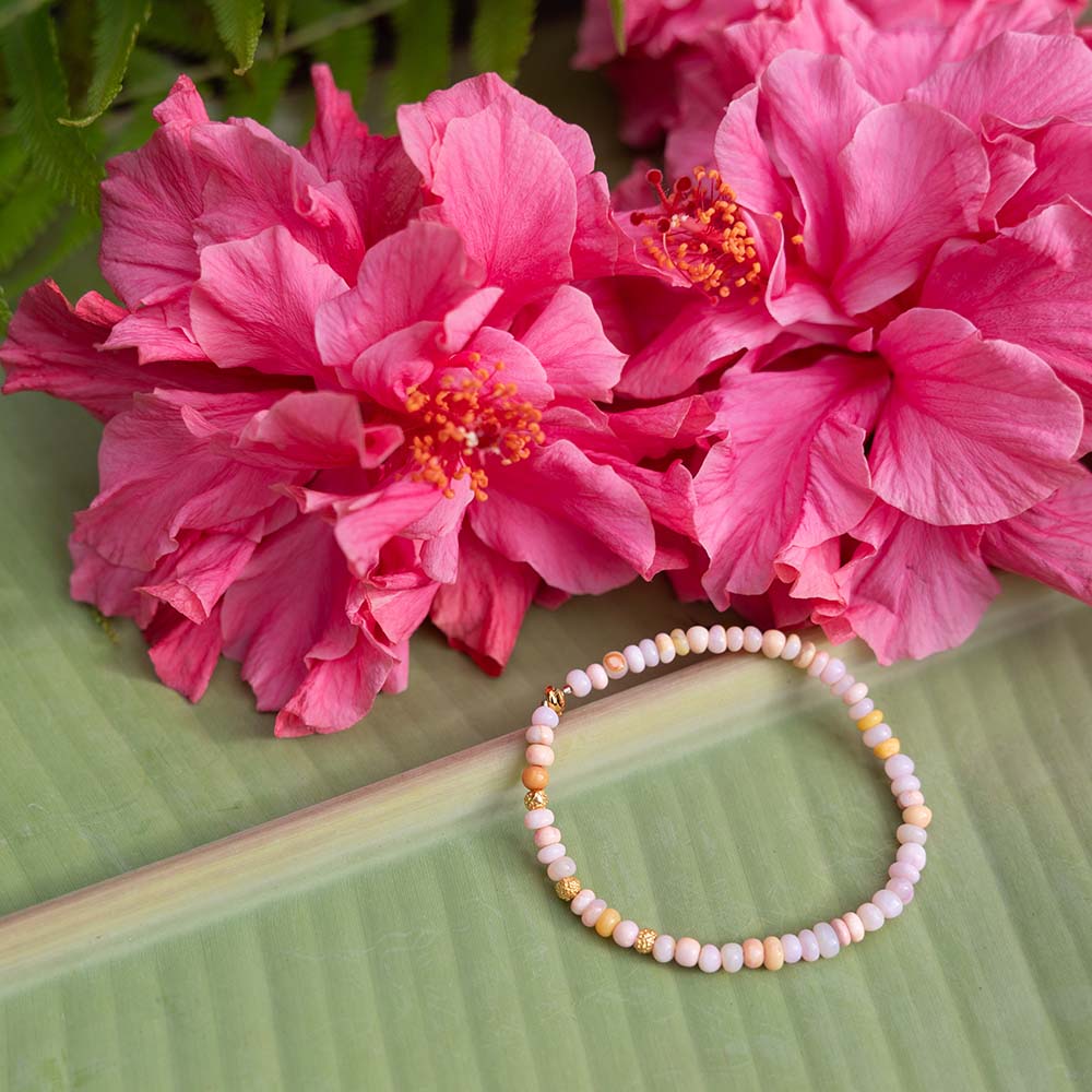 Beaded Pink Opal Bracelet