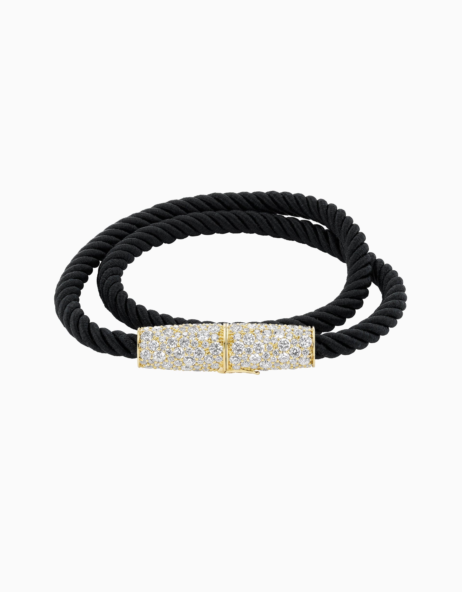 Silk Wrap Bracelet - Diamond, Black Silk