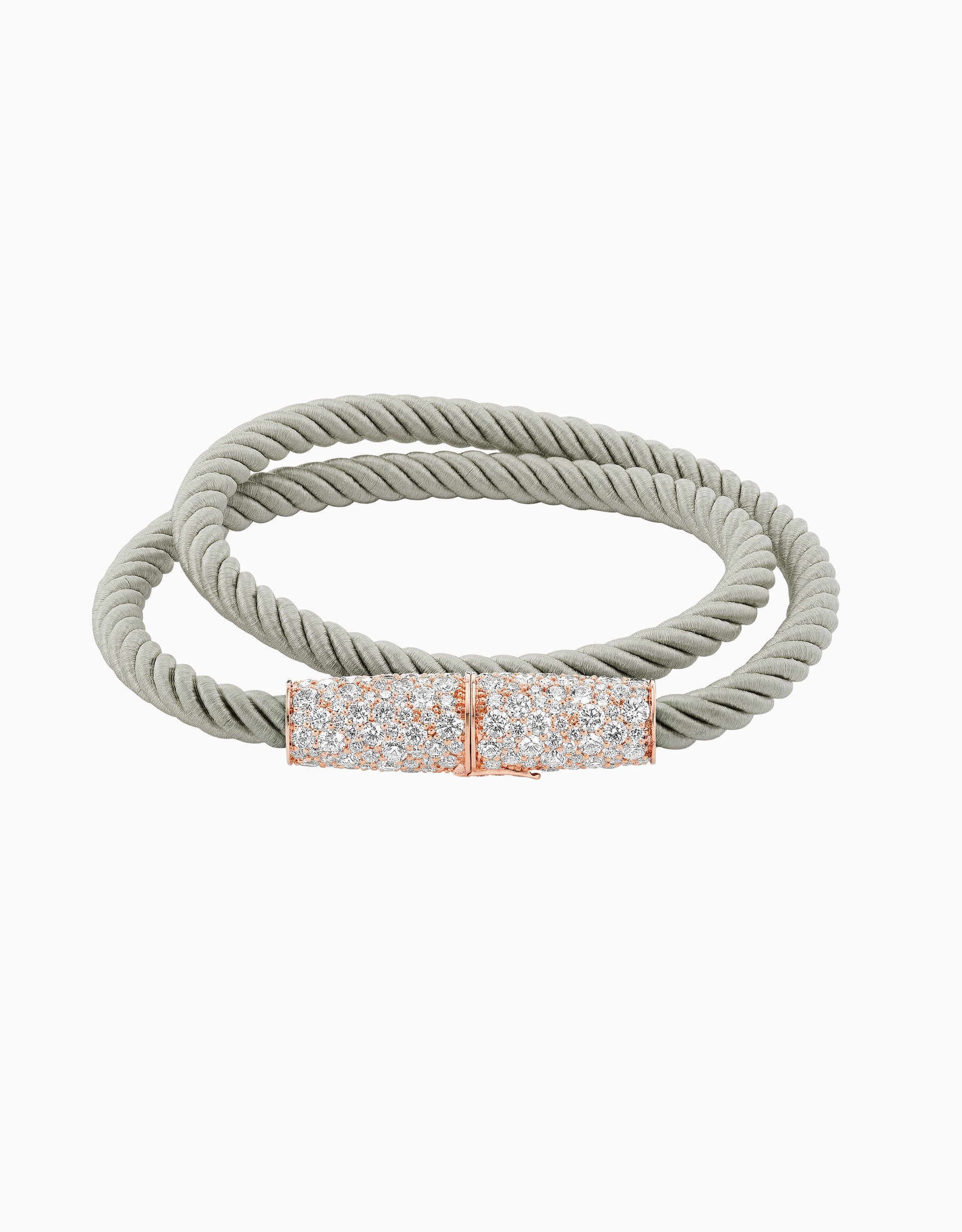 Silk Wrap Bracelet - Diamond, Grey Silk