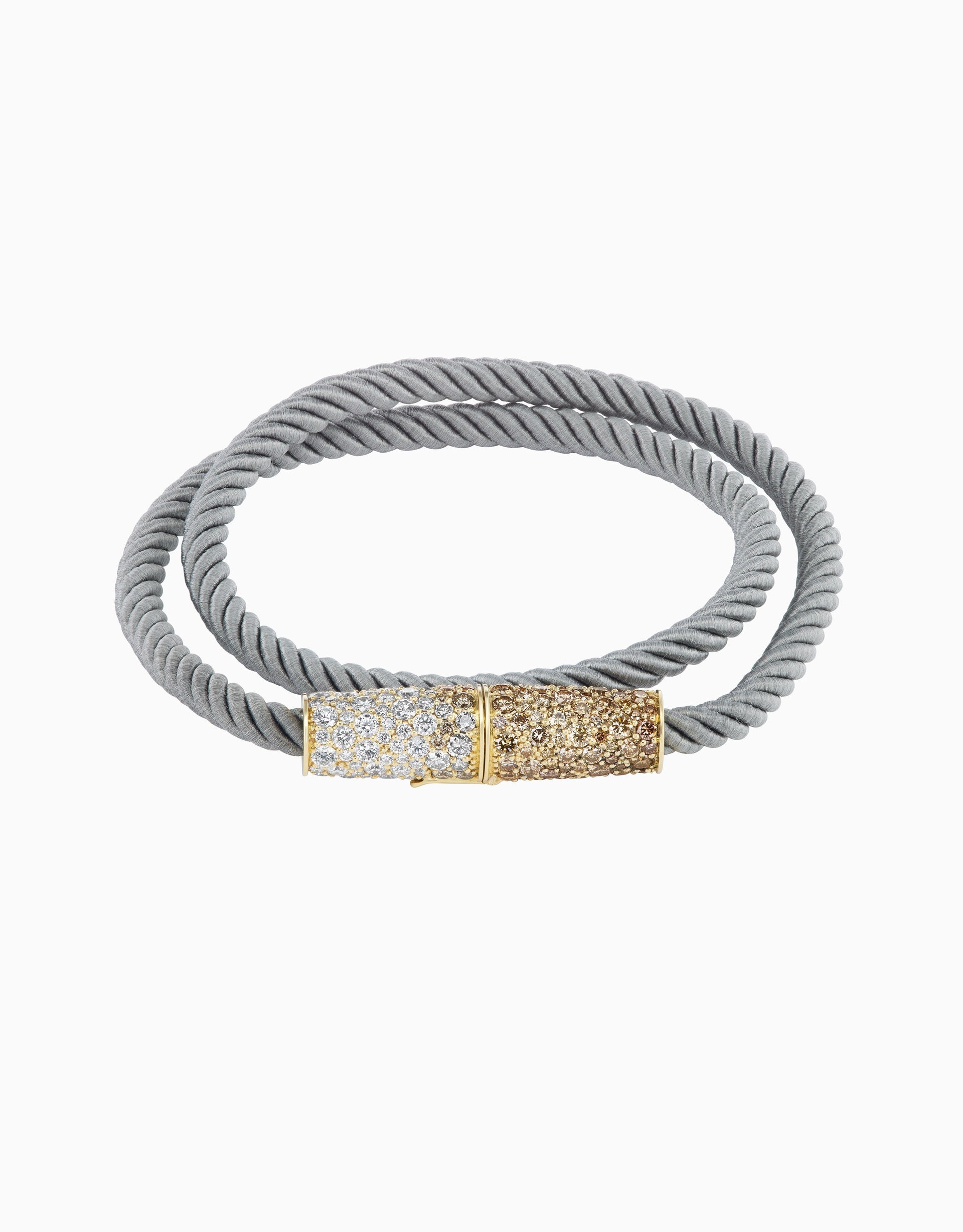 Silk Wrap Bracelet - Ombre Diamond, Grey Silk