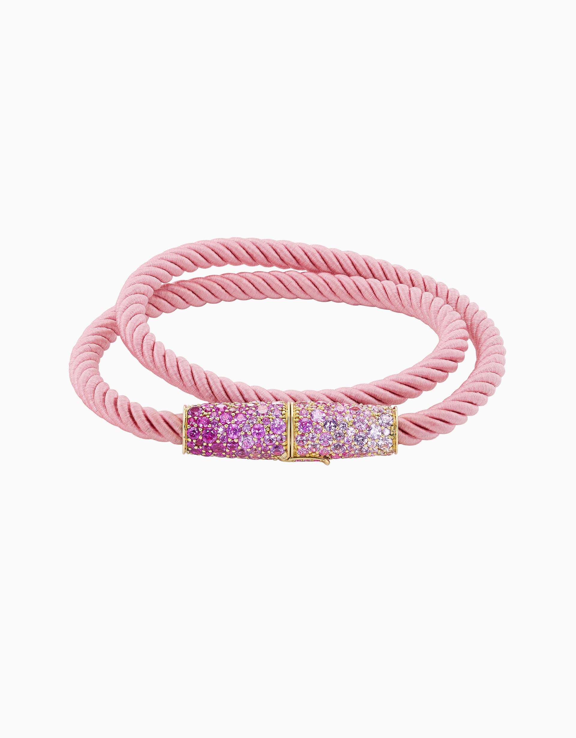 Silk Wrap Bracelet - Pink Sapphire, Pink Silk