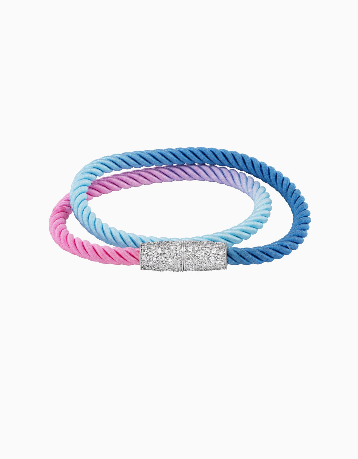 Silk Wrap Bracelet, Diamond & Dyed Silk (One-of-a-Kind, Size Medium)