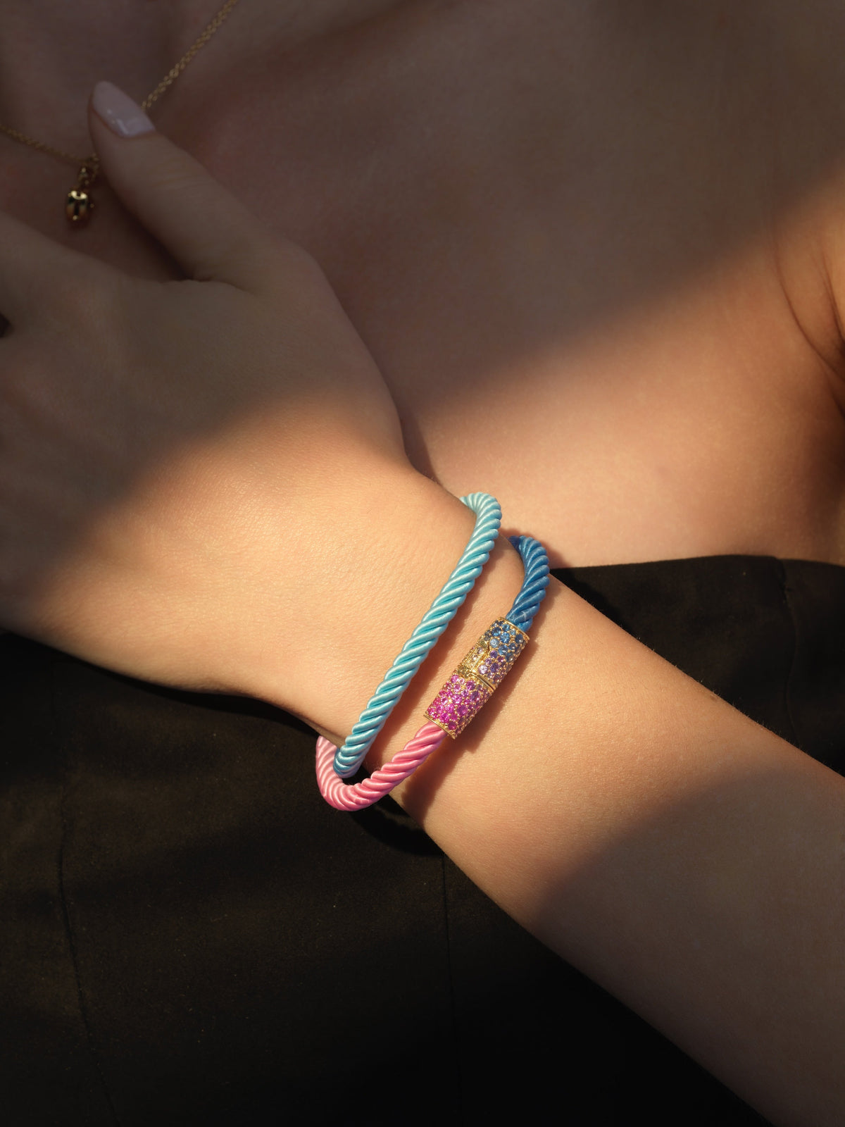 Silk Wrap Bracelet, Pacific & Dyed Silk (One-of-a-Kind, Size Small)