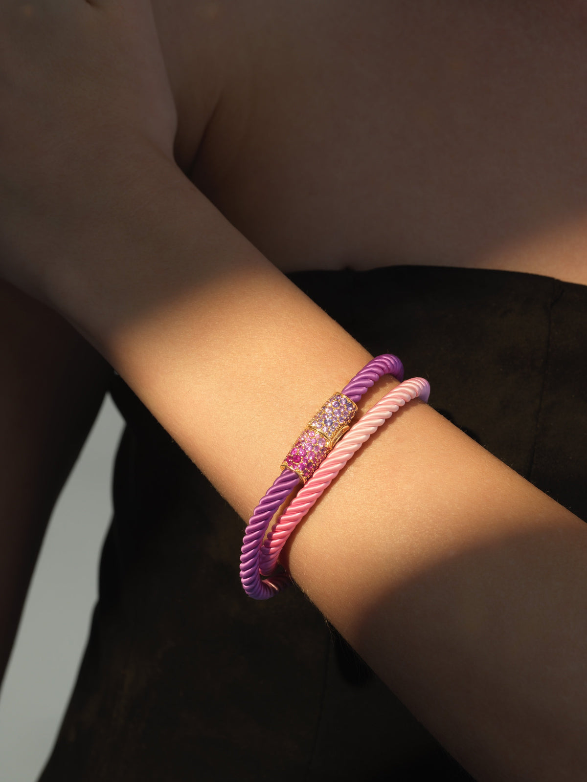 Silk Wrap Bracelet, Melrose & Dyed Silk (One-of-a-Kind, Size Small)
