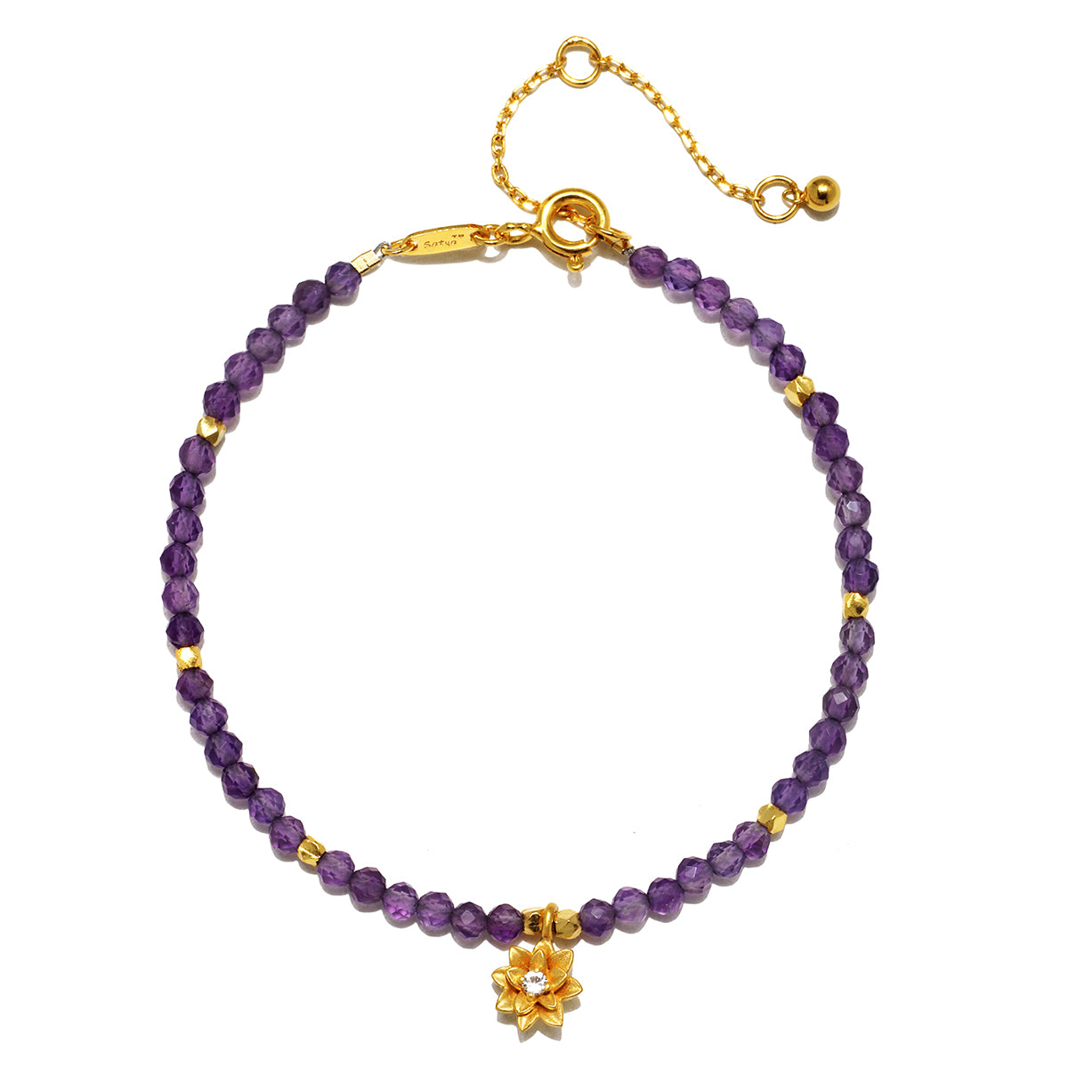 Amethyst Lotus February Birthstone Bracelet