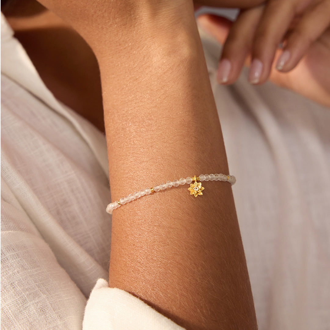 Aquamarine Lotus March Birthstone Bracelet