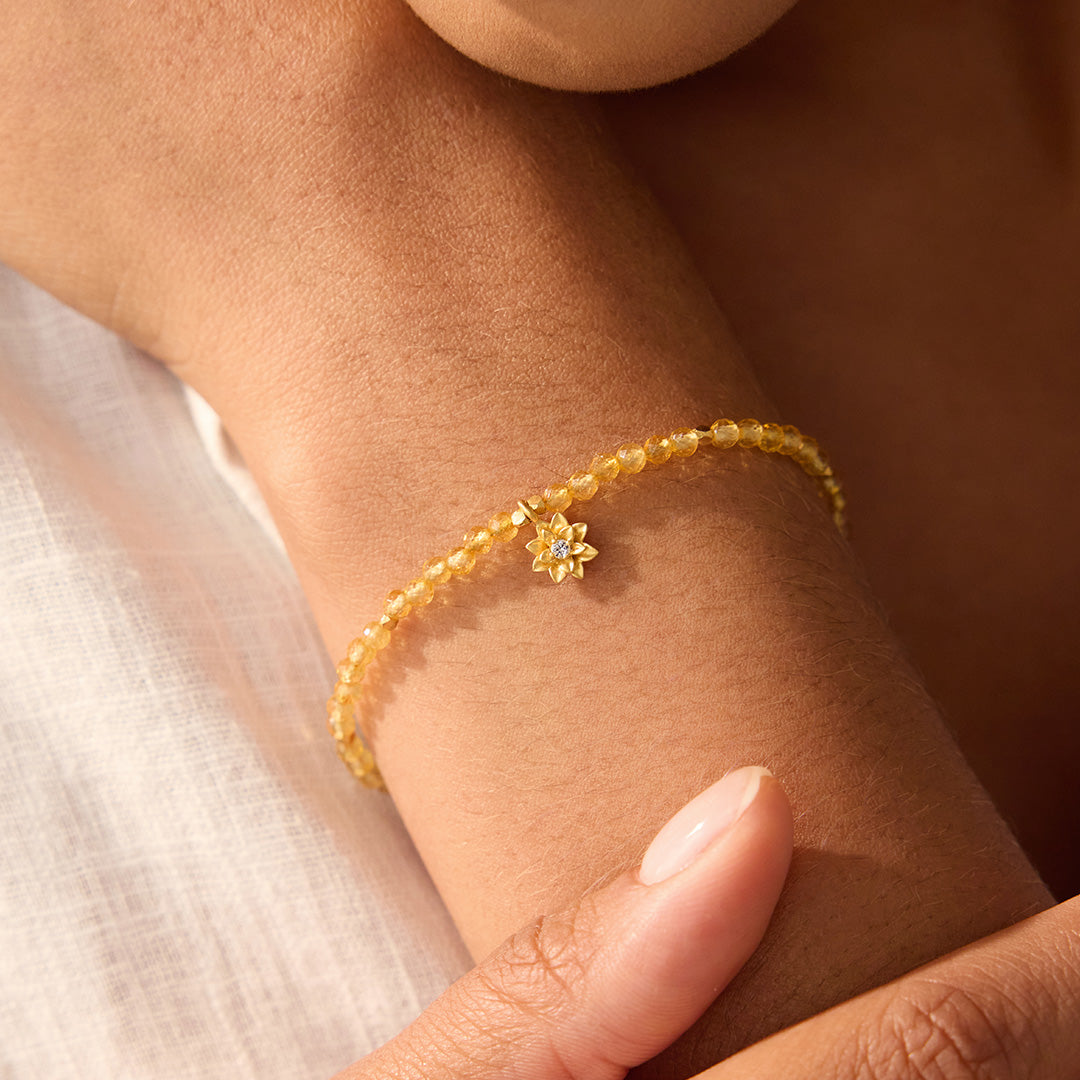 Citrine Lotus November Birthstone Bracelet