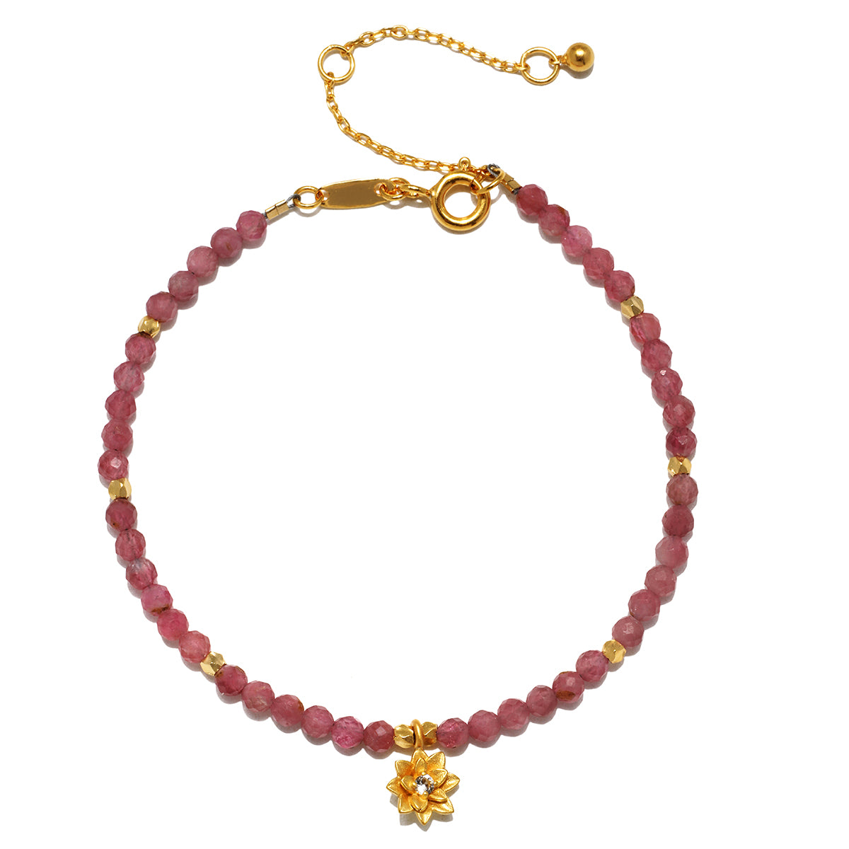Pink Tourmaline Lotus October Birthstone Bracelet