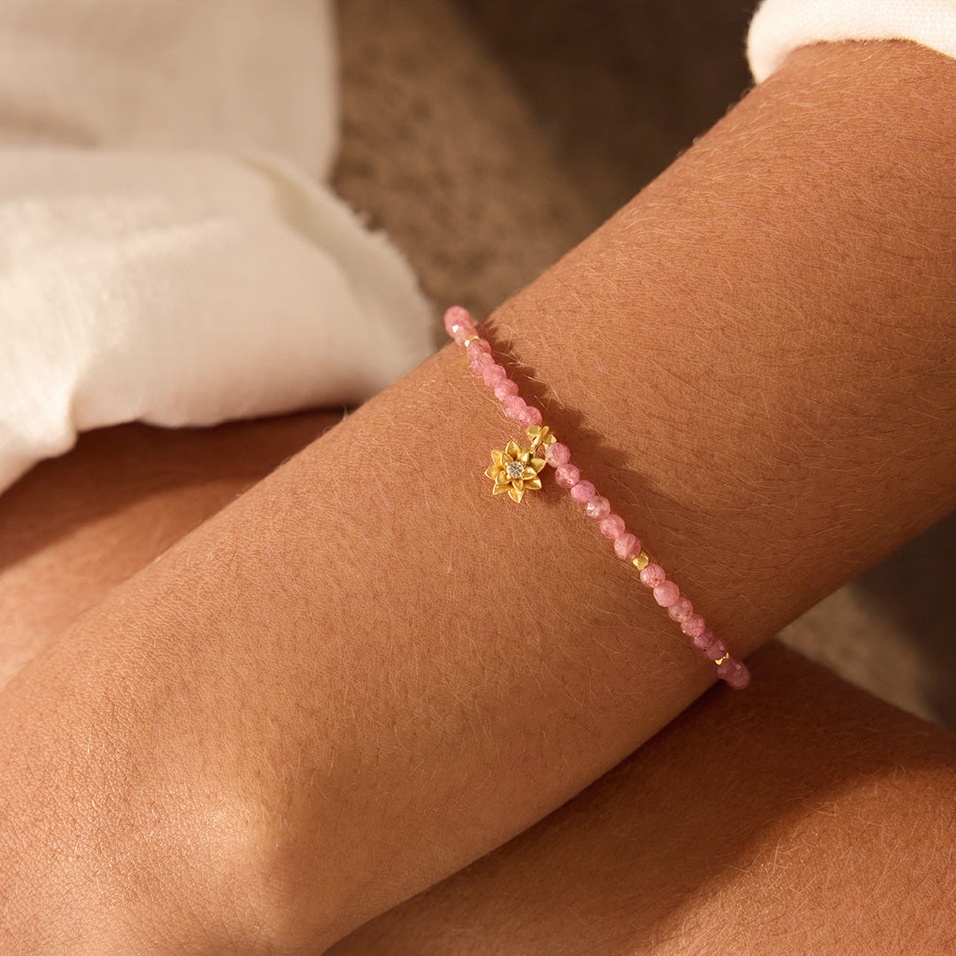 Pink Tourmaline Lotus October Birthstone Bracelet