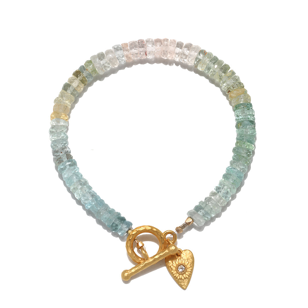 Tranquil Spirit Aquamarine Heart Toggle Bracelet