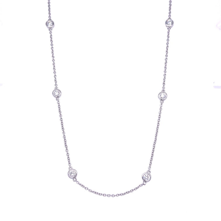 Gold Round Bezel Diamond Chain Necklace