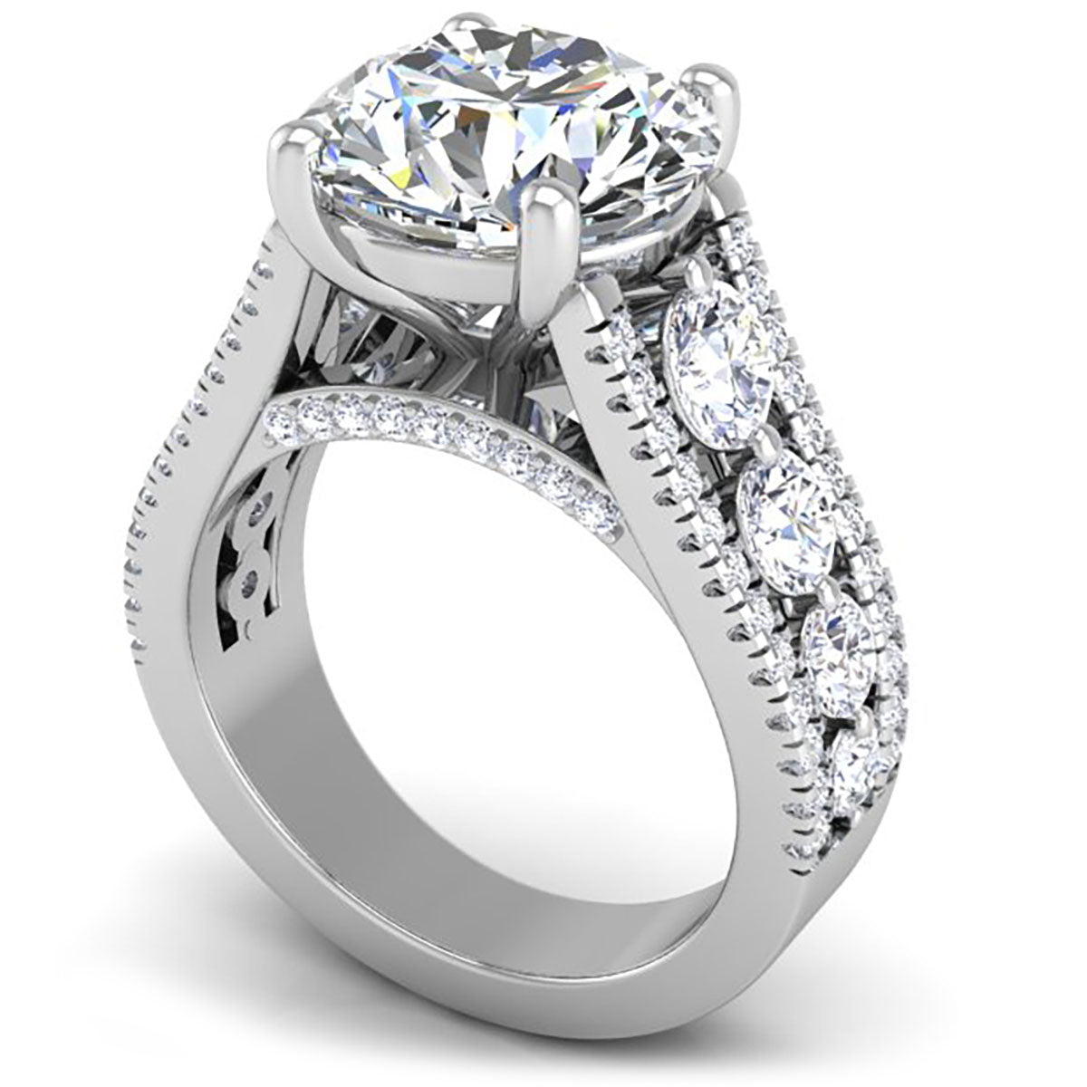 BGLG Hampton 5.5 Carat Round Lab-Grown Diamond Engagement Ring with Large Graduating Side Lab-Diamonds
