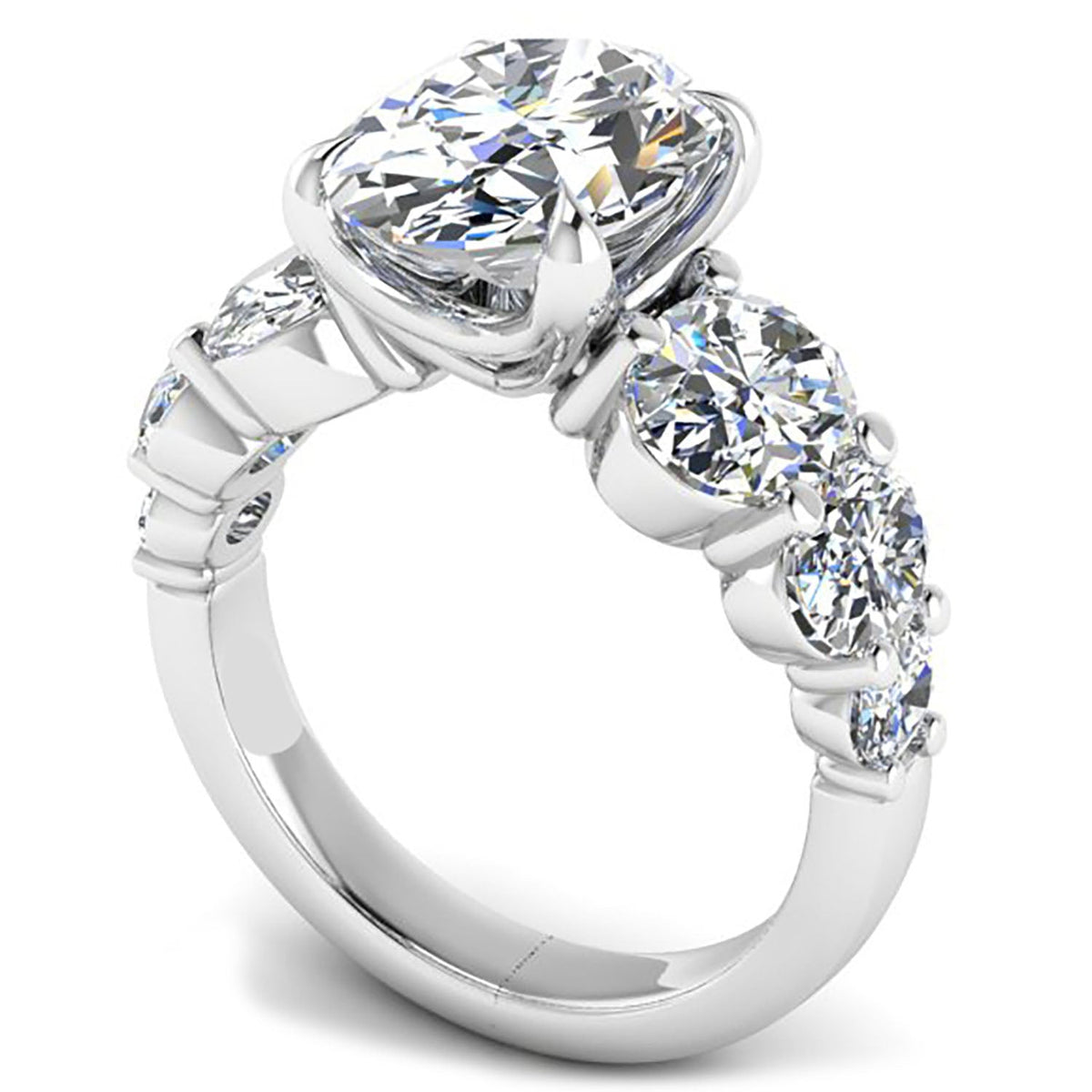 BGLG Holmby 5.5 Carat Oval Lab-Grown Diamond Engagement Ring with Large Graduating Side Lab-Diamonds