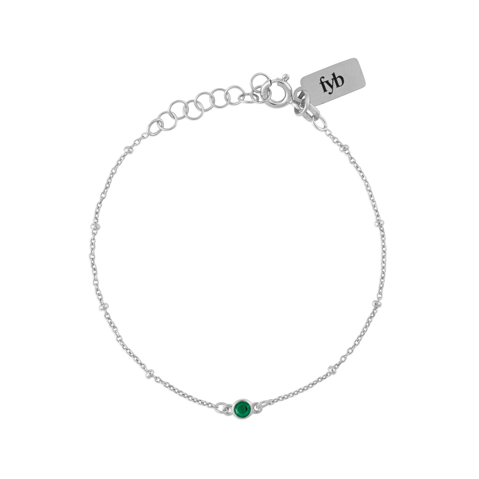 May Birthstone Bracelet Silver