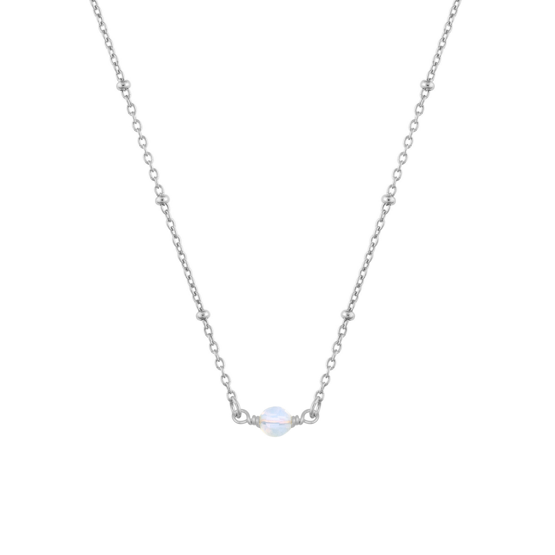 October Birthstone Necklace Silver