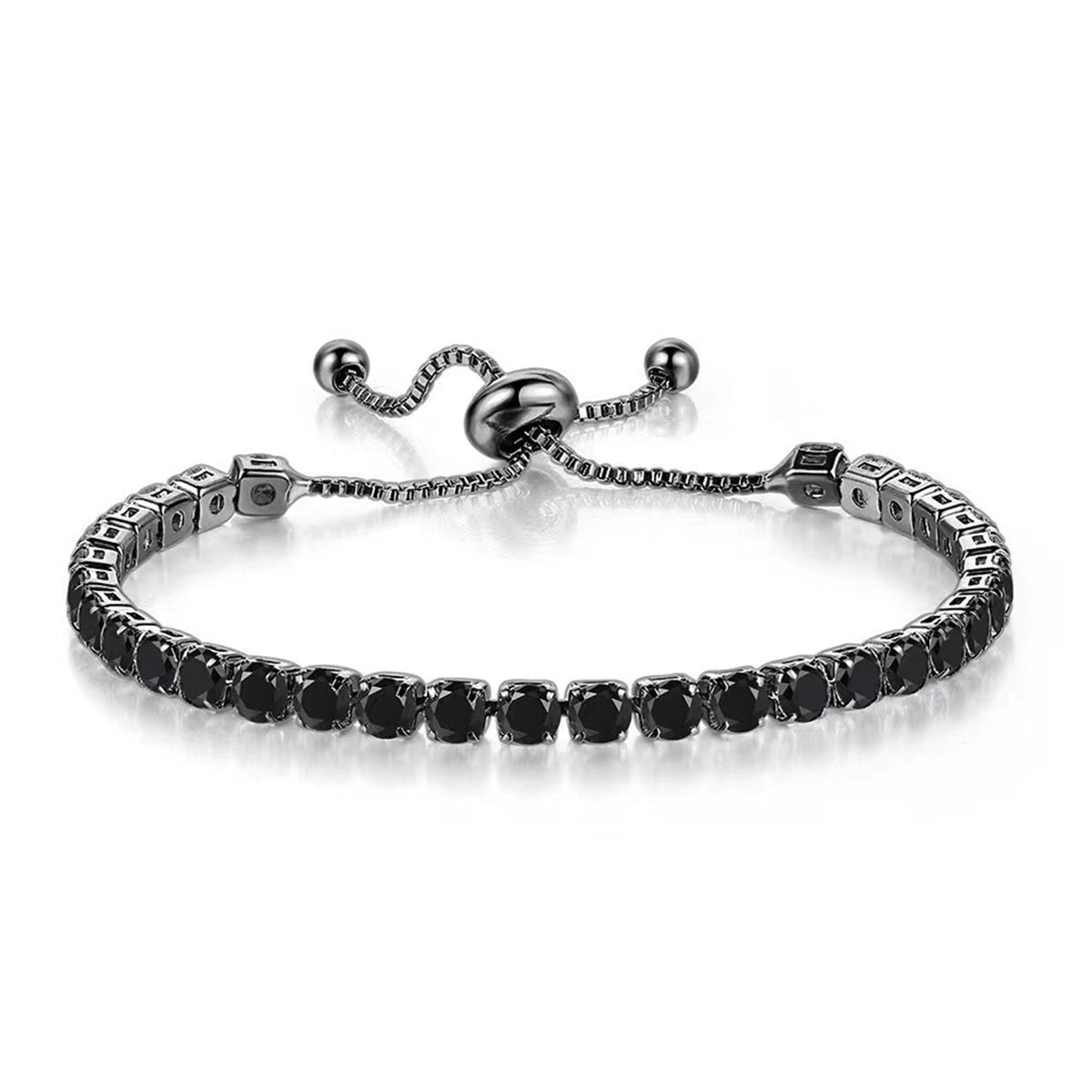 Black Cubic Zirconia Adjustable Link Bracelet