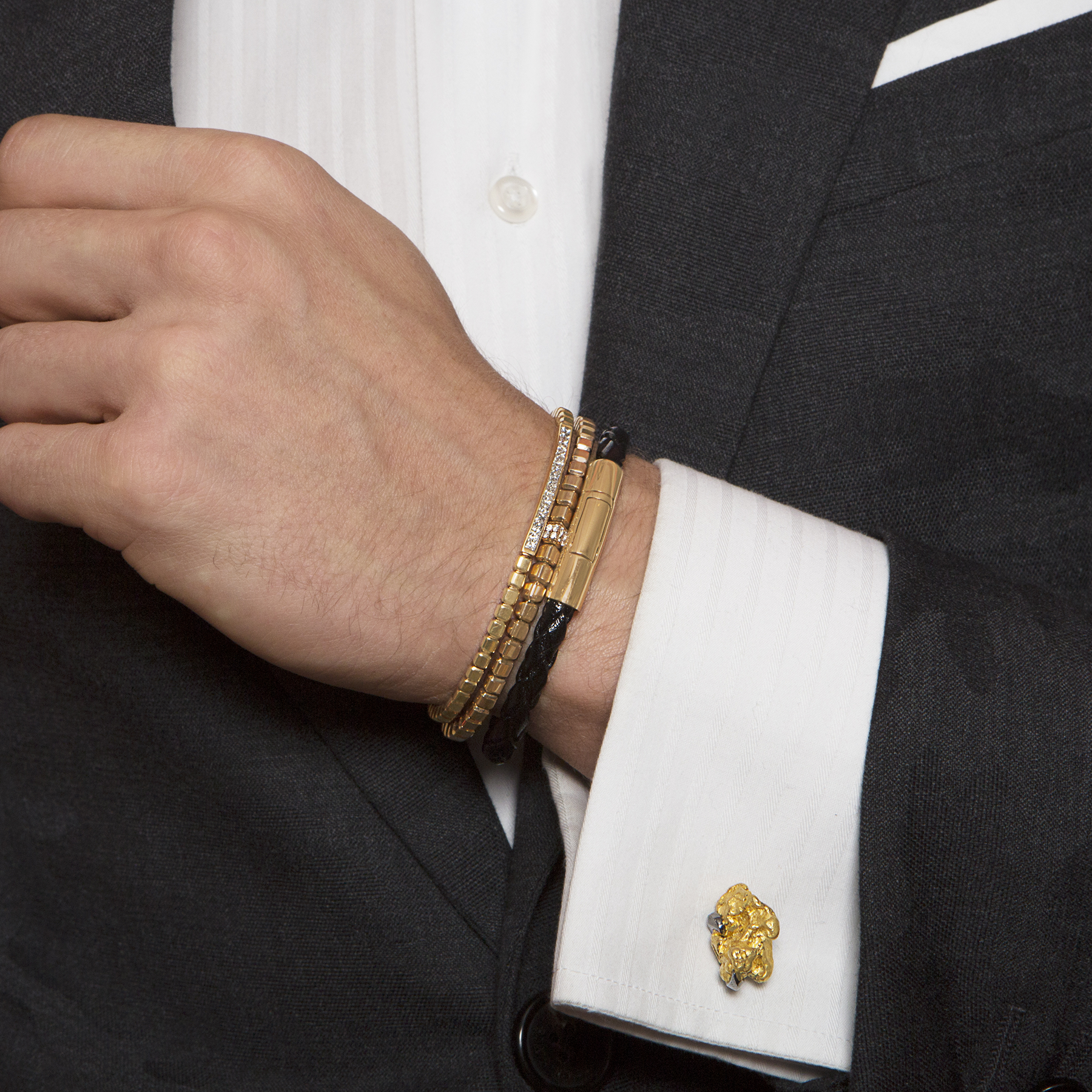 Quadro Id Bracelet With White Diamonds And 18K Rose Gold